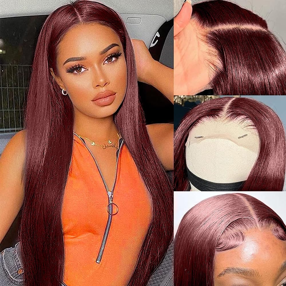 BAIICS 250 Density Ginger wig human hair Straight Lace Front Wigs Human Hair Pre Plucked 13x4 HD Transparent Lace Front Wigs Human Hair for Women Reddish Brown Lace Front Wigs HumanHair 22Inch