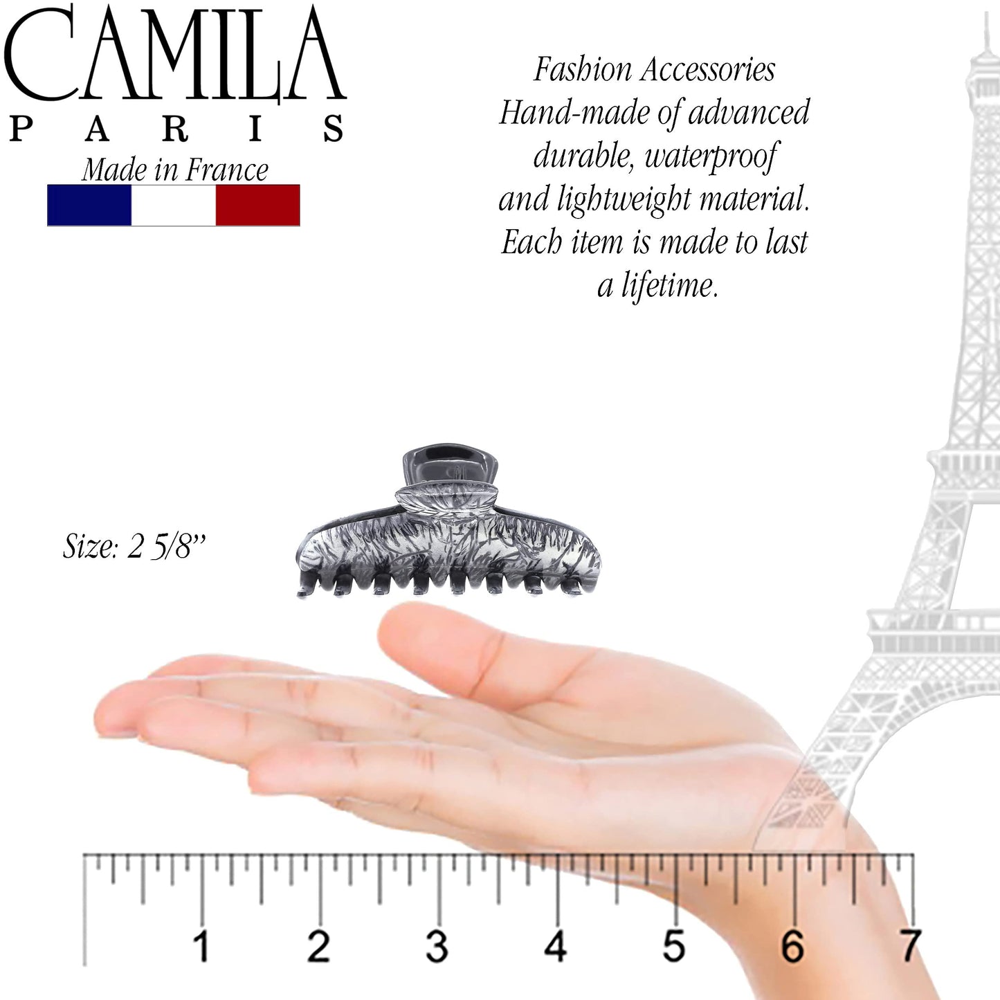 Camila Paris CP3320 French Hair Clip for Women Thick Hair for Long Curly Wavy Hair, Violet, Girls Hair Claw Clips Fashion Styling Hair Accessories for Women, Strong Hold No Slip Grip, Made in France