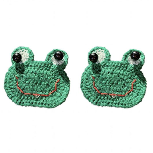 PEAK TOWN Sewed Hair Clips for Girls, Cute Barrettes Women Metal Snap Hair Clips Accessories Hair Gift for Girls(FROG(2PC))