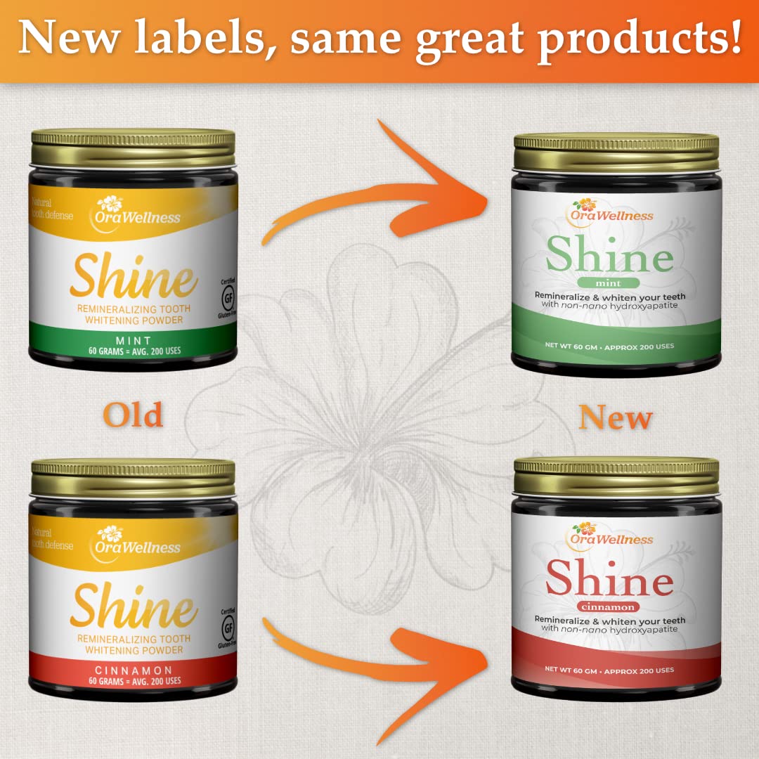 OraWellness Shine Remineralizing Natural Teeth Whitening Powder in Mint + Nut Free Healthy Mouth Blend Organic Toothpaste & Mouthwash Alternative Tooth Oil, Pack of 3