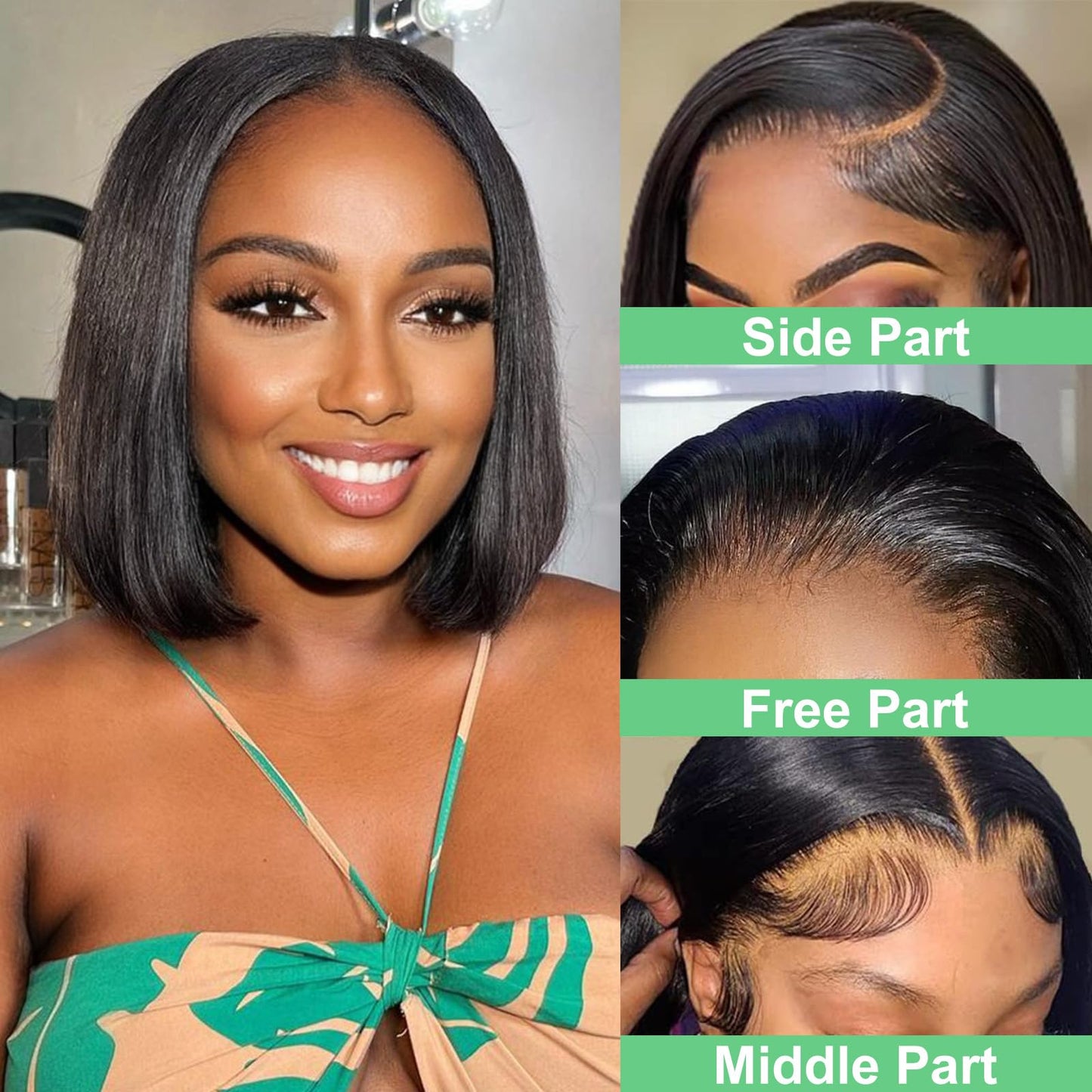 Oriole HD Lace Front Wigs Human Hair 13x4 Glueless Wigs Human Hair Pre Plucked with Baby Hair 16 inch Bob Wig Human Hair 180% Density Straight Human Hair Short Bob Wig for Black Women