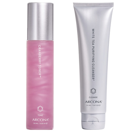 ARCONA Cranberry Toner White Tea Purifying Cleanser - Full Size Value Set