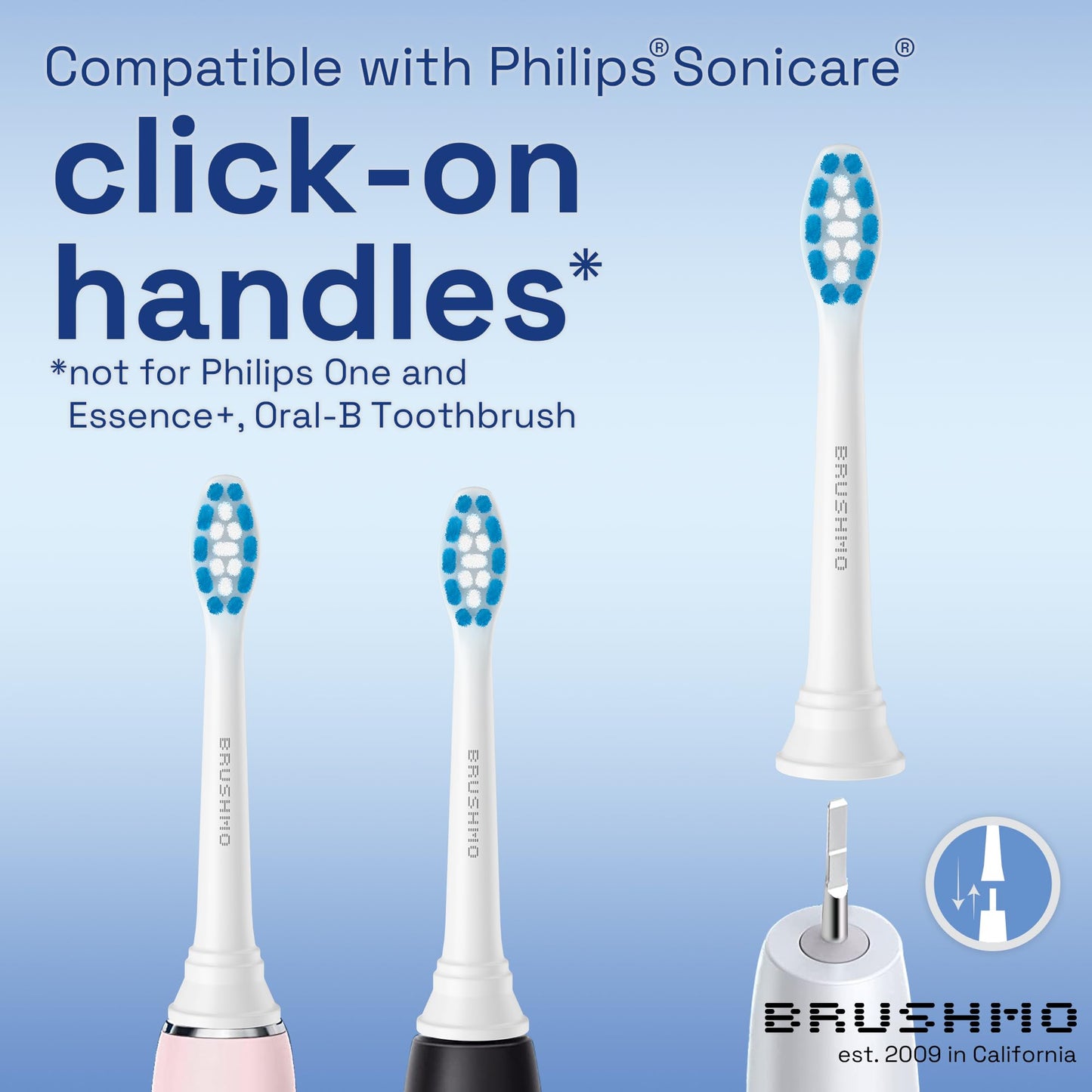 Brushmo Optimal Gum Care for Philips Sonicare Toothbrush Heads HX9033/65 Alternative to Genuine Sensitive Oral Health, 8 Pack, White, BM938