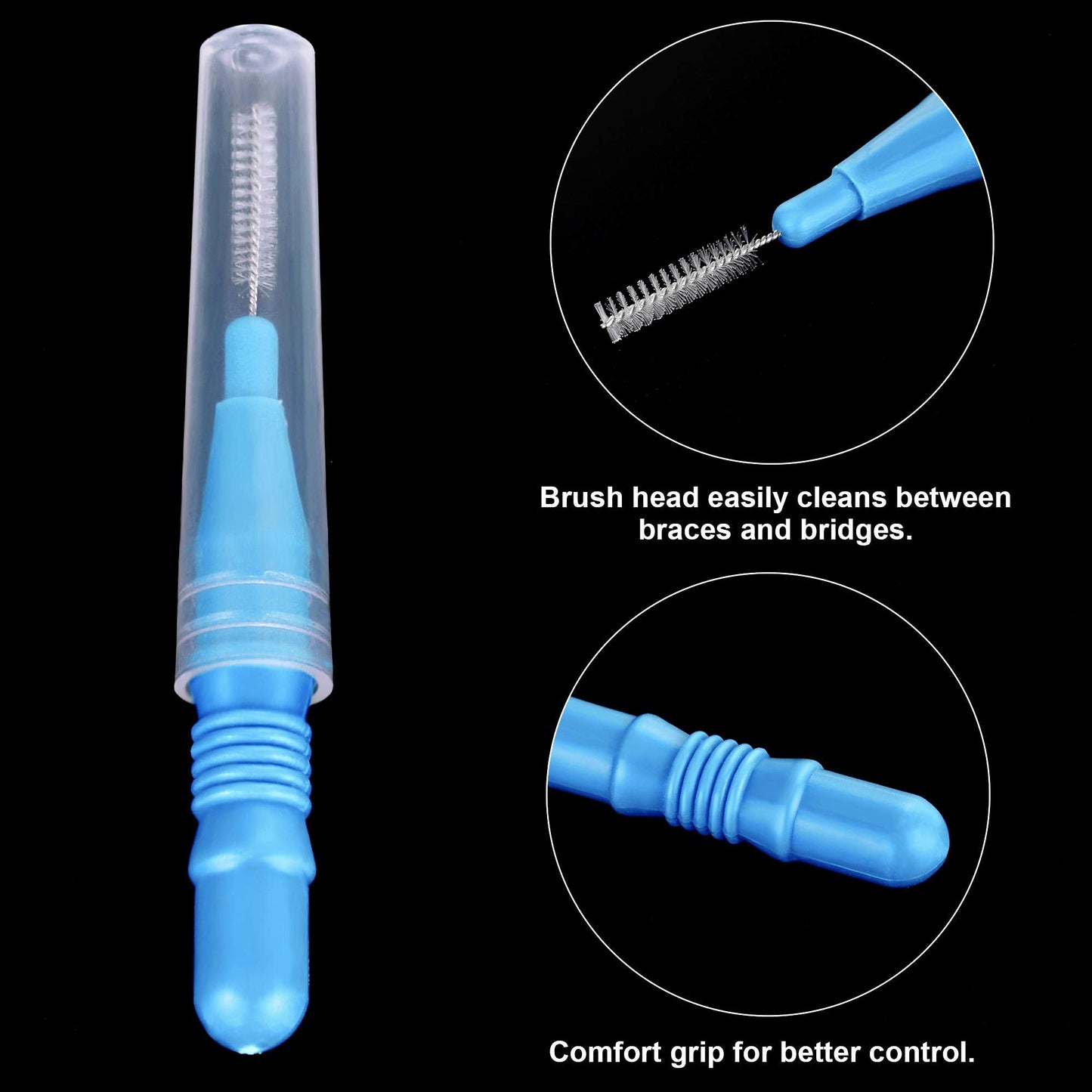 BBTO 100 Pcs Braces Dental Brush Flosser for Cleaner Interdental Brush Toothpick Dental Tooth Flossing Head Oral Dental Toothpick Cleaners Cleaning Tool (Red White Green Light Green, Light Blue)