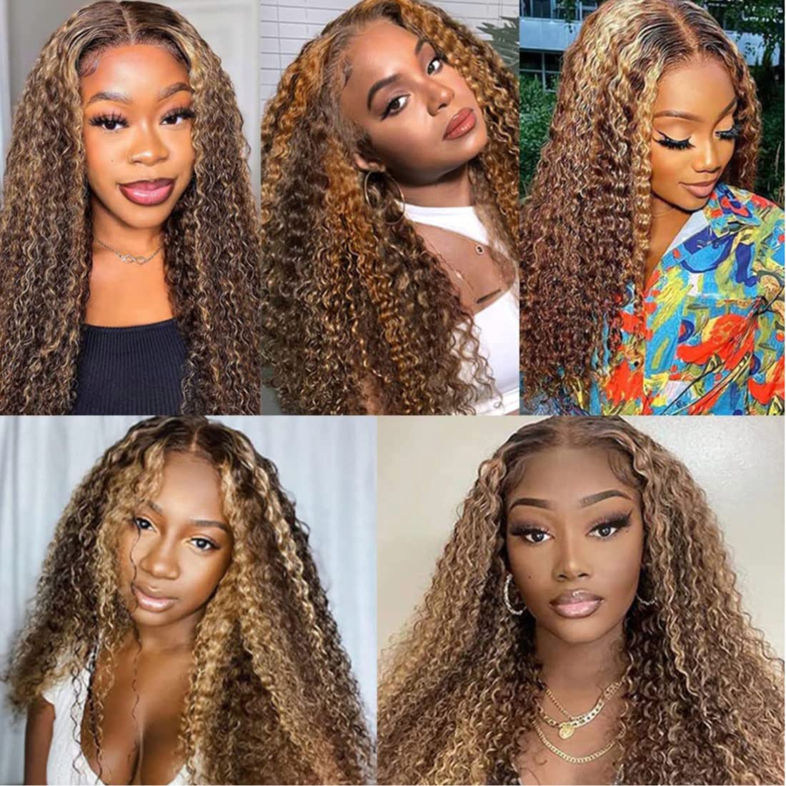 Sunber Human Hair Bundle Honey Blonde Highlight Curly Human Hair Weave Bundle 12A Brazilian Remy TL412 Highlights Balayage Color 22"Inch Human Hair Weave Sew in Extension
