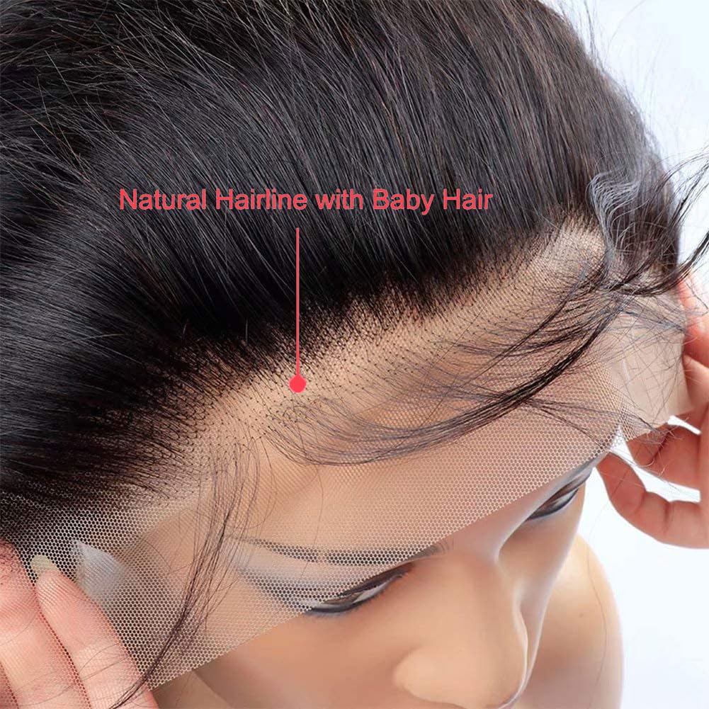 13x4 Ear to Ear Transparent HD Lace Frontal Closure Straight Human Hair Frontal With Baby Hair 100% Brazilian Human Hair Lace Frontal Closures 150% Density Natural Color 16 Inch