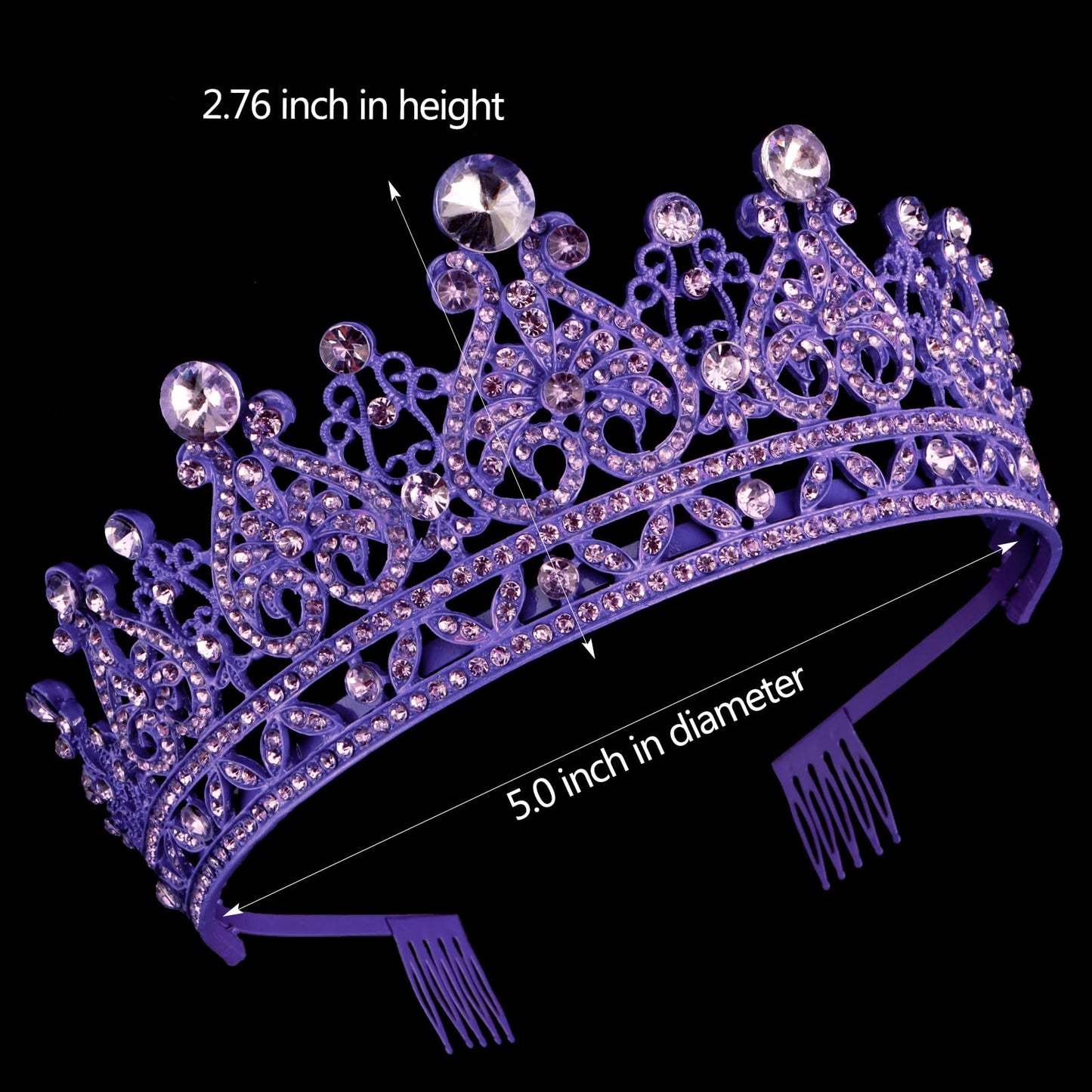 TOBATOBA Purple Crown Purple Tiara Crystal Princess Tiaras for Women Rhinestone Royal Queen Crown, Wedding Tiara for Bride, Halloween Costume Women Wedding Birthday Pageant Prom Cosplay Party
