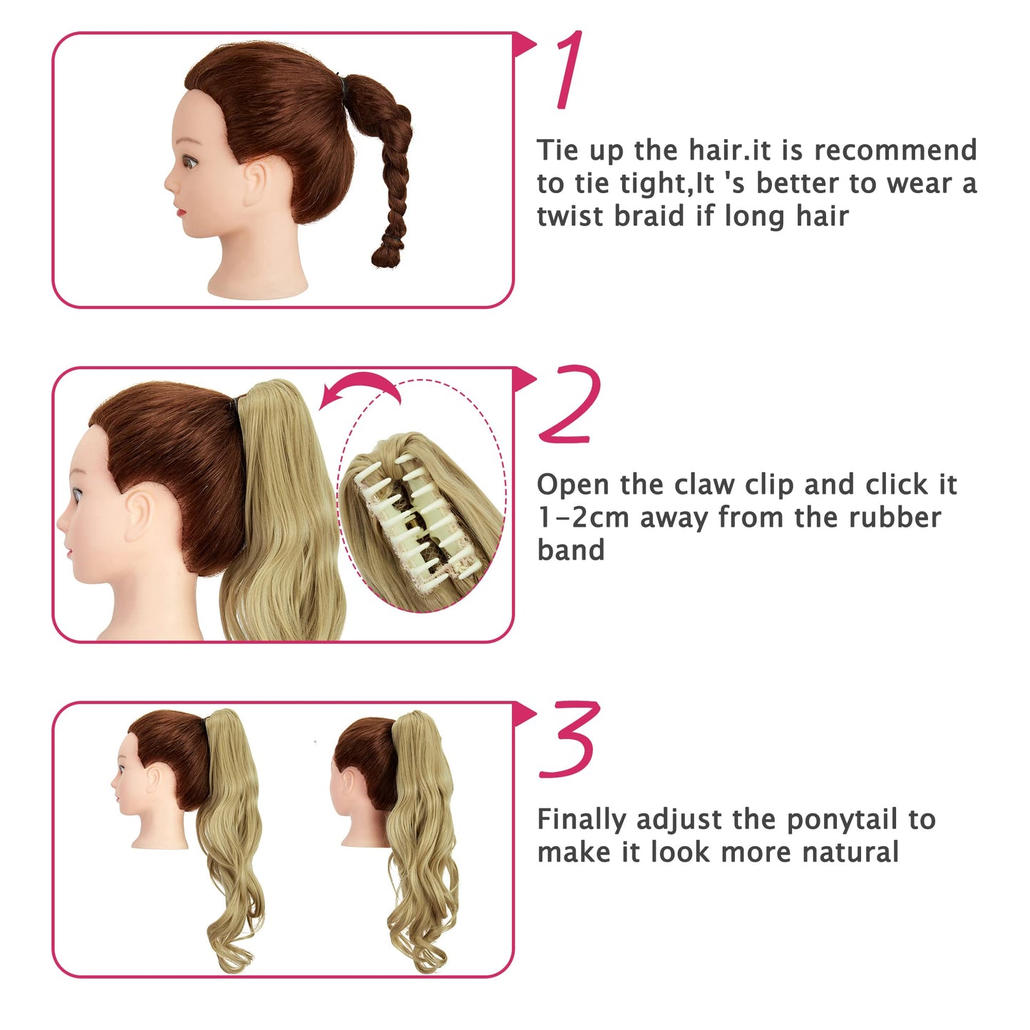 OMGREAT Claw Ponytail Hair Extension One Piece Cute Clip in on Ponytail Claw Synthetic Straight Curly Hairpieces 18" Curly Ash Blonde