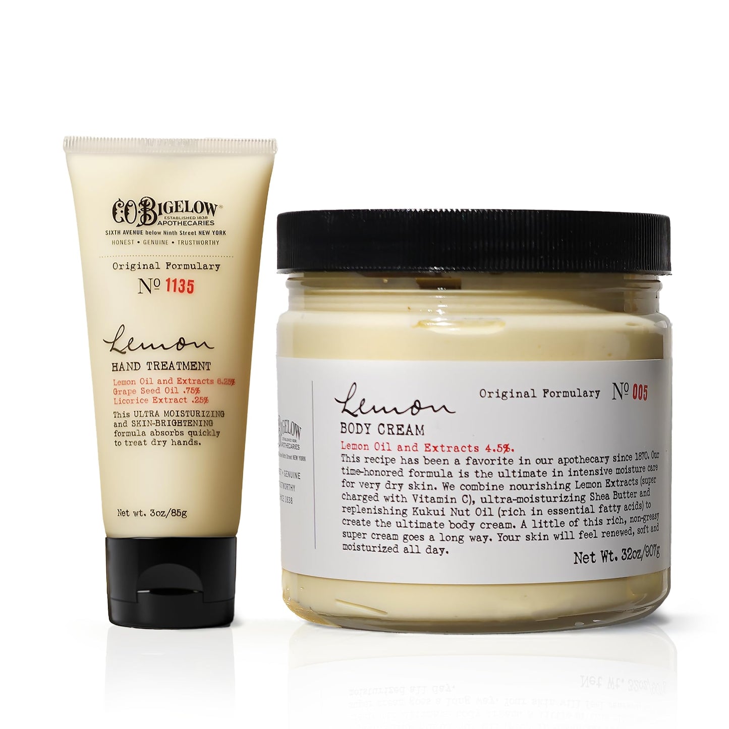 C.O. Bigelow Lemon Body Cream- No. 005, 32 oz. & Lemon Hand Treatment No. 1135, 3 oz.