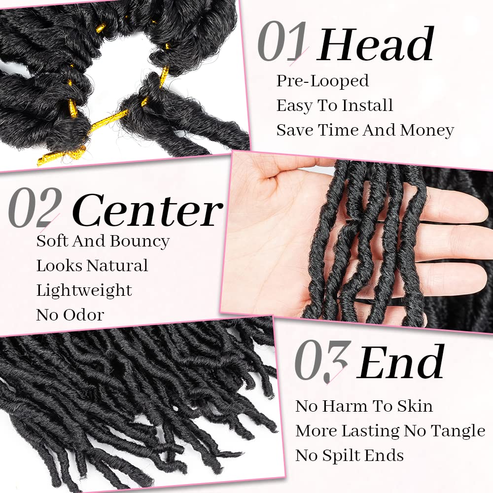 Umylar Faux Locs Crochet Hair 24 inch 7 Packs Soft Locs Crochet Hair Pre Looped Goddess Curly Wavy Synthetic Crochet Hair For Black Women (24 Inch, 7Packs, 1B#)