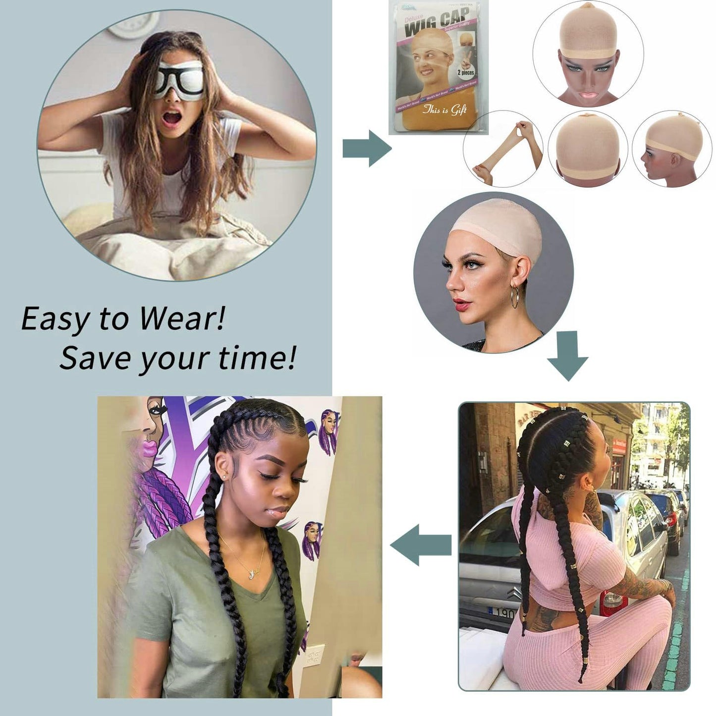 1B/30 Mixed Brown Blonde Double Braided Wigs with Baby Hair Ombre Brown Synthetic Lace Front Wigs for Women Long Synthetic Lace Frontal Large Dutch Box Braided Wigs Daily Cosplay Party Use