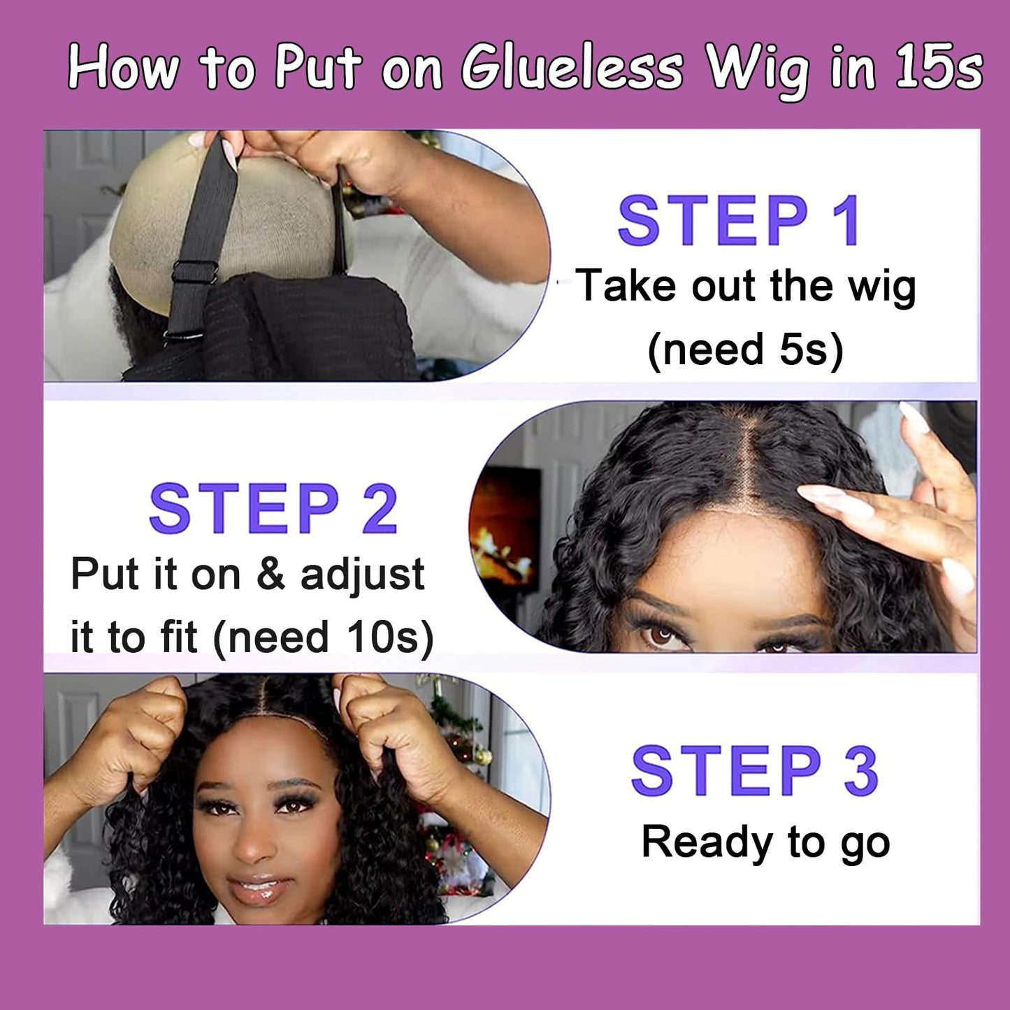 BeautyGrace 22Inch Glueless Wigs Human Hair Pre Cut Lace 4x4 Lace Closure Wigs Human Hair for Beginners Brazilian Virgin Deep Wave Lace Front Wigs Human Hair Natural Color(22Inch)