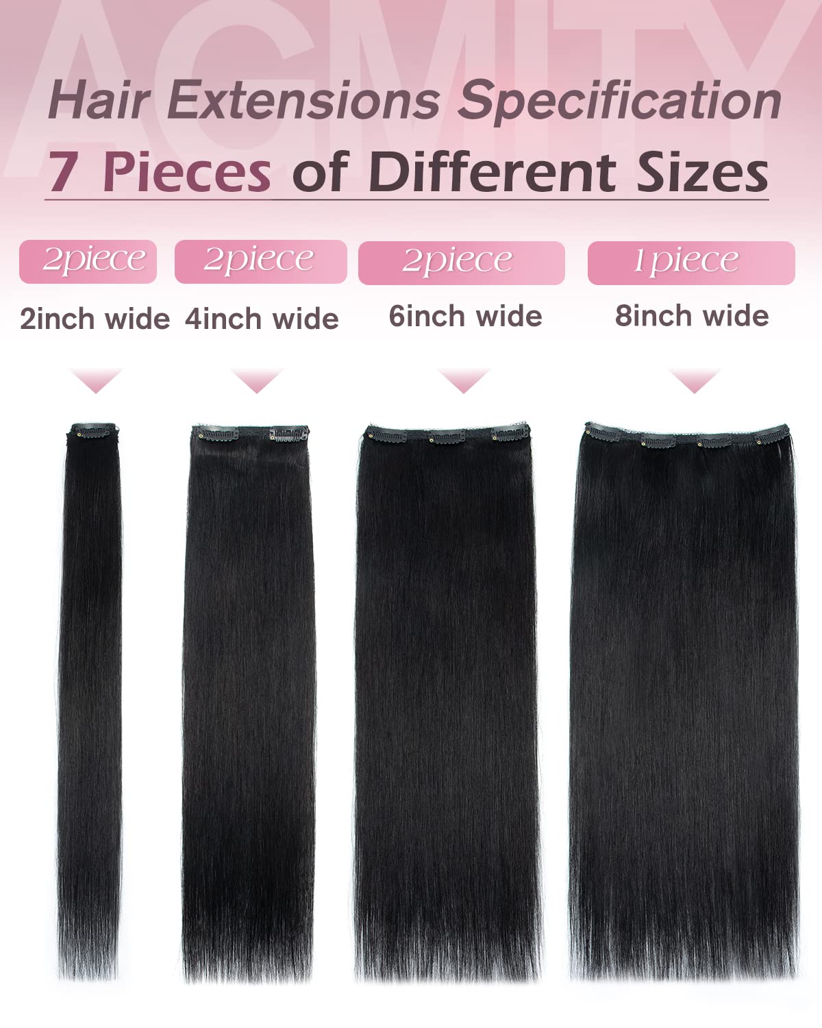 AGMITY Clip in Hair Extensions 100% Real Human Hair Jet Black 18 inches 7Pcs 120g Seamless Double Weft Straight Remy Hair Extensions Clip in Human Hair Thick(18 inches #1 Jet Black)