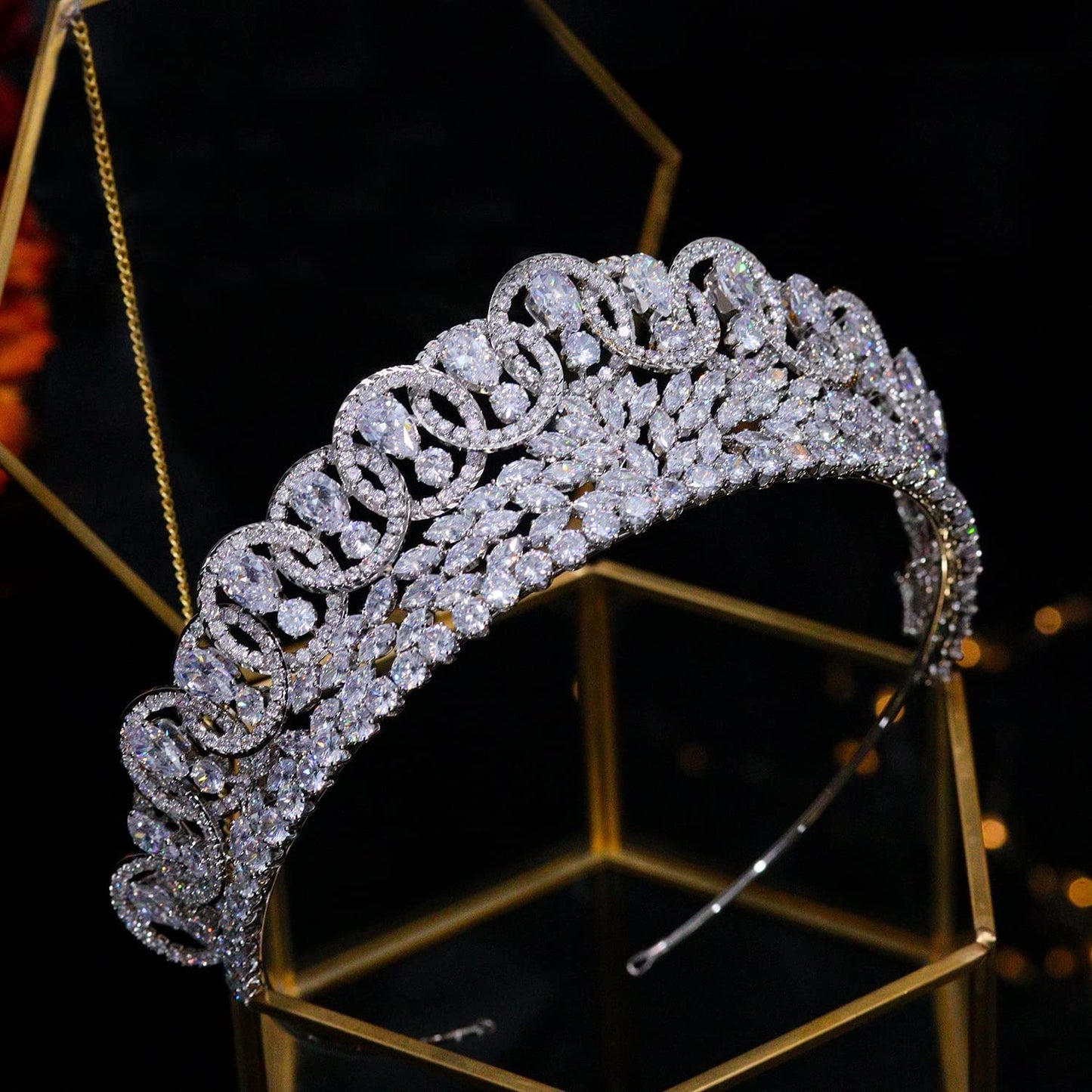5A level Cubic Zirconia Small Wedding Tiaras and Crowns for Women CZ Pageant Sweet 16 Headpiece Bridal Hair Accessories Silver HG0028