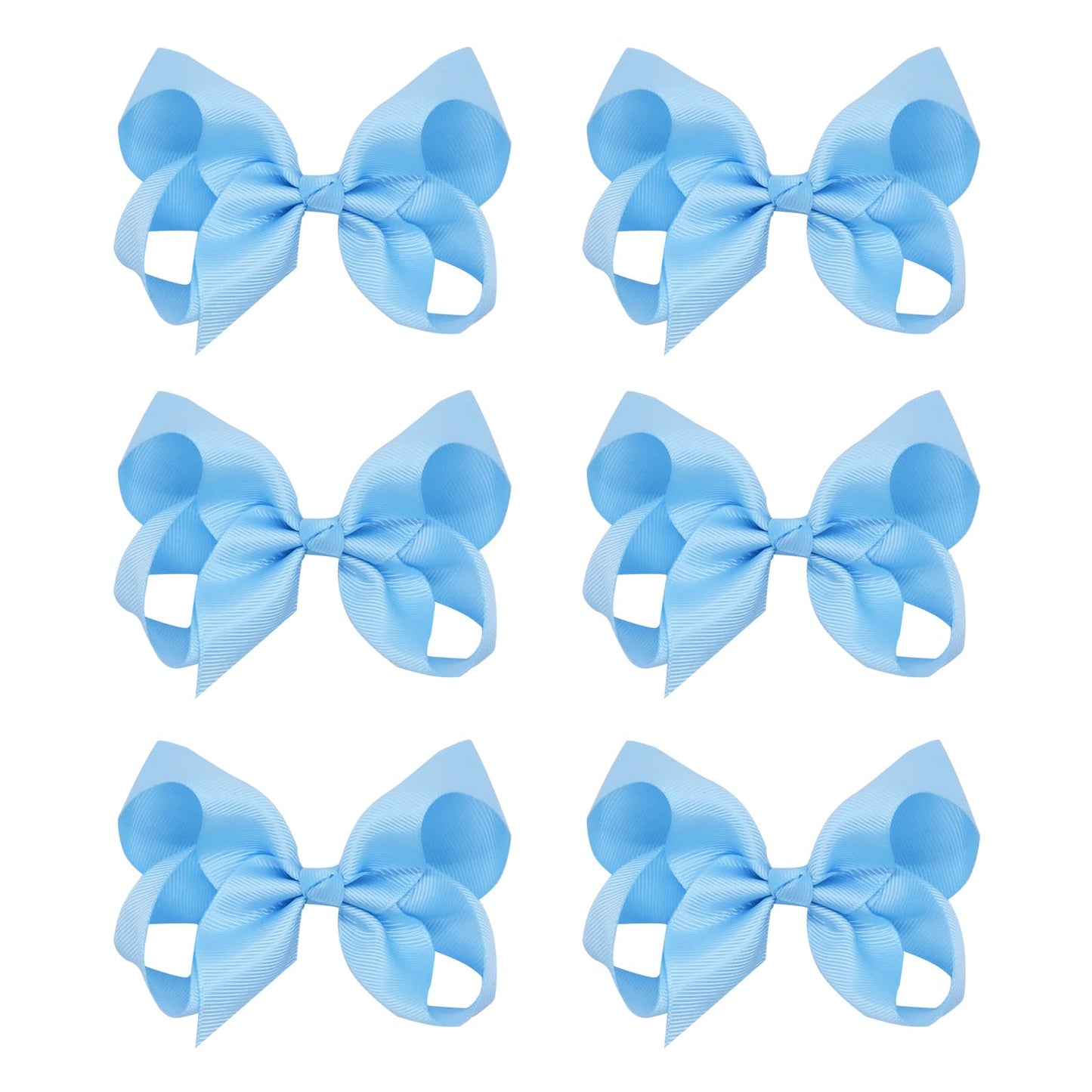 4.5" Alligator Hair Clips with Grosgrain Ribbon - Solid Color Girls' Toddler Hair Accessories (Blue)