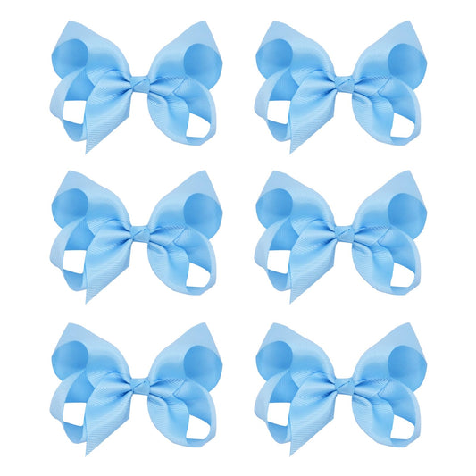 4.5" Alligator Hair Clips with Grosgrain Ribbon - Solid Color Girls' Toddler Hair Accessories (Blue)