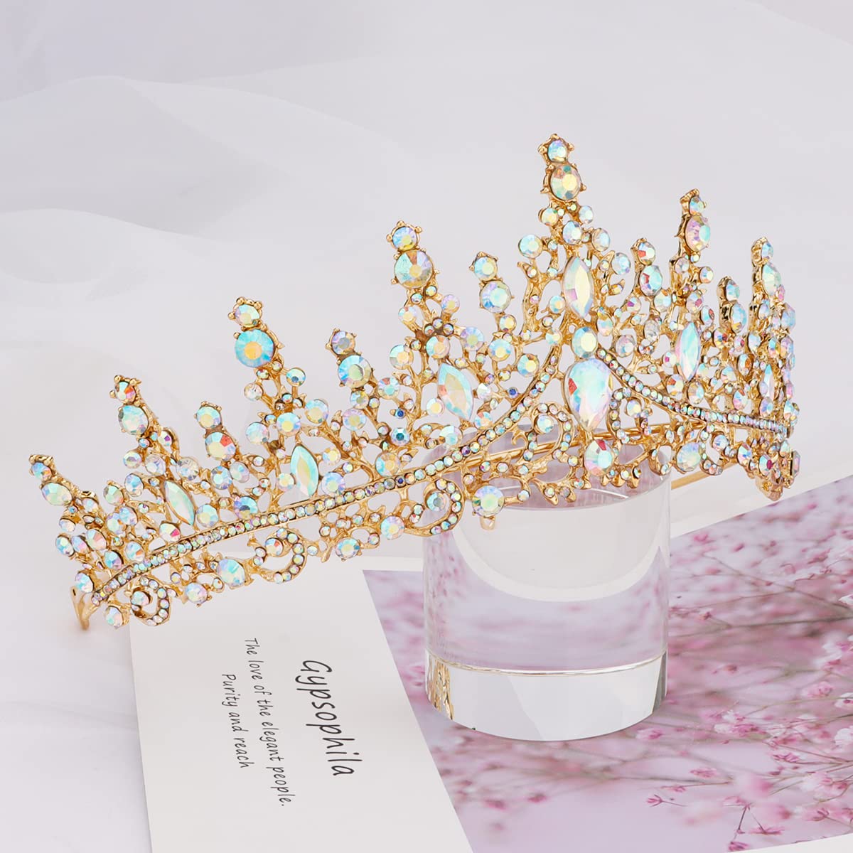 TOBATOBA AB Gold Crown for Women Wedding Tiara for Bride Queen Crown Crystal Tiaras and Crowns for Women Royal Princess Quinceanera Headpieces for Birthday Prom Pageant Halloween Cosplay Accessories