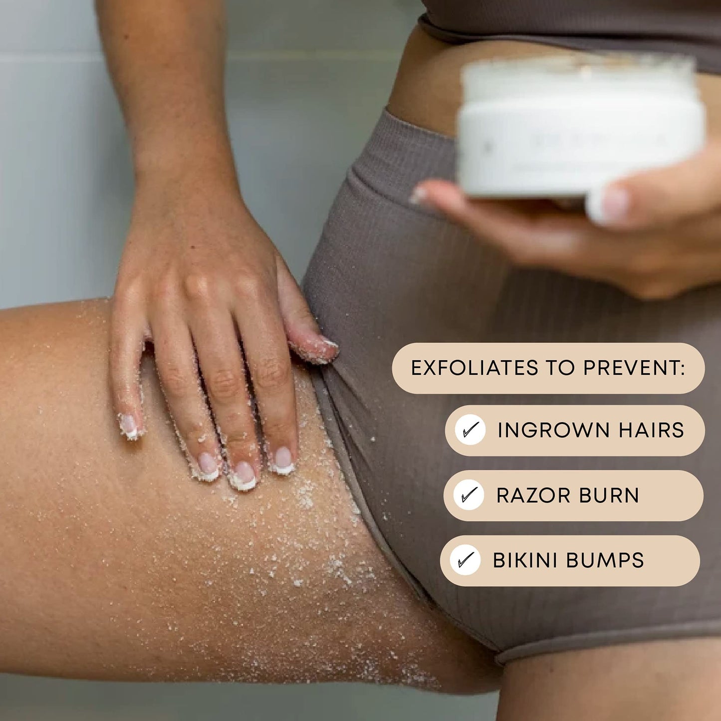 Bushbalm Nude to Prevent Ingrown Hairs, Bushbalm Bermuda to Remove Dark Spots and Bushbalm Sweet Escape to Rejuvenate Dull Skin - Exfoliating Scrub for Soft and Glowing Skin, 236 ml each