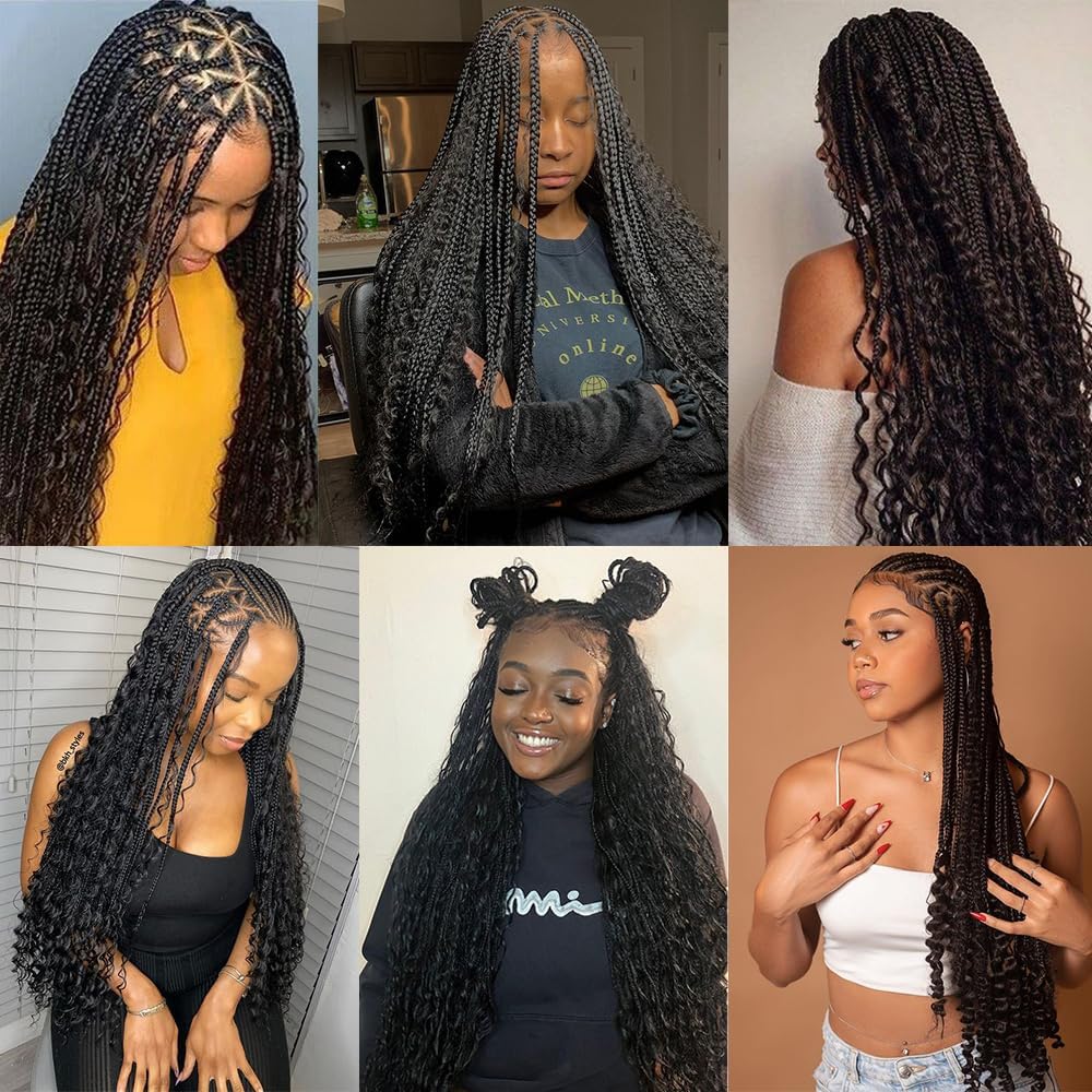 Braiding Hair Boho Hair for Braiding Deep Wave Braiding Hair for Woman Boho Braids Wet and Wave, Bulk Braiding Hair For Micro Braids Curly Deep Bulk 20 Inch Nature Black