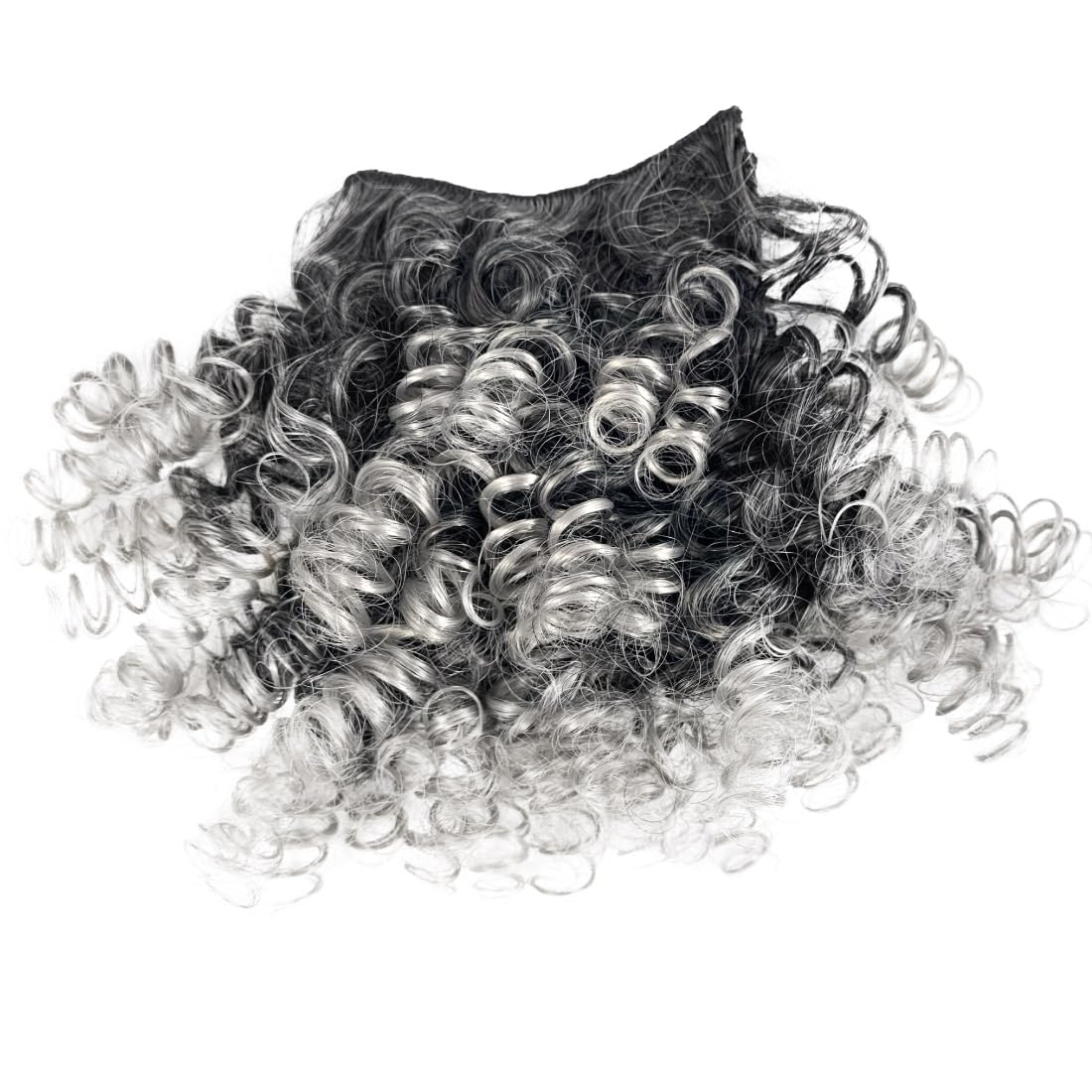 UAmy hair Spring Curl Bangs for Black Women Replaceable Curly Bangs with 2 BB Clips in Hairpieces Synthetic Curly Bangs for Daily Wear(T1B/Gray)