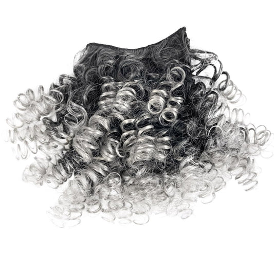 UAmy hair Spring Curl Bangs for Black Women Replaceable Curly Bangs with 2 BB Clips in Hairpieces Synthetic Curly Bangs for Daily Wear(T1B/Gray)