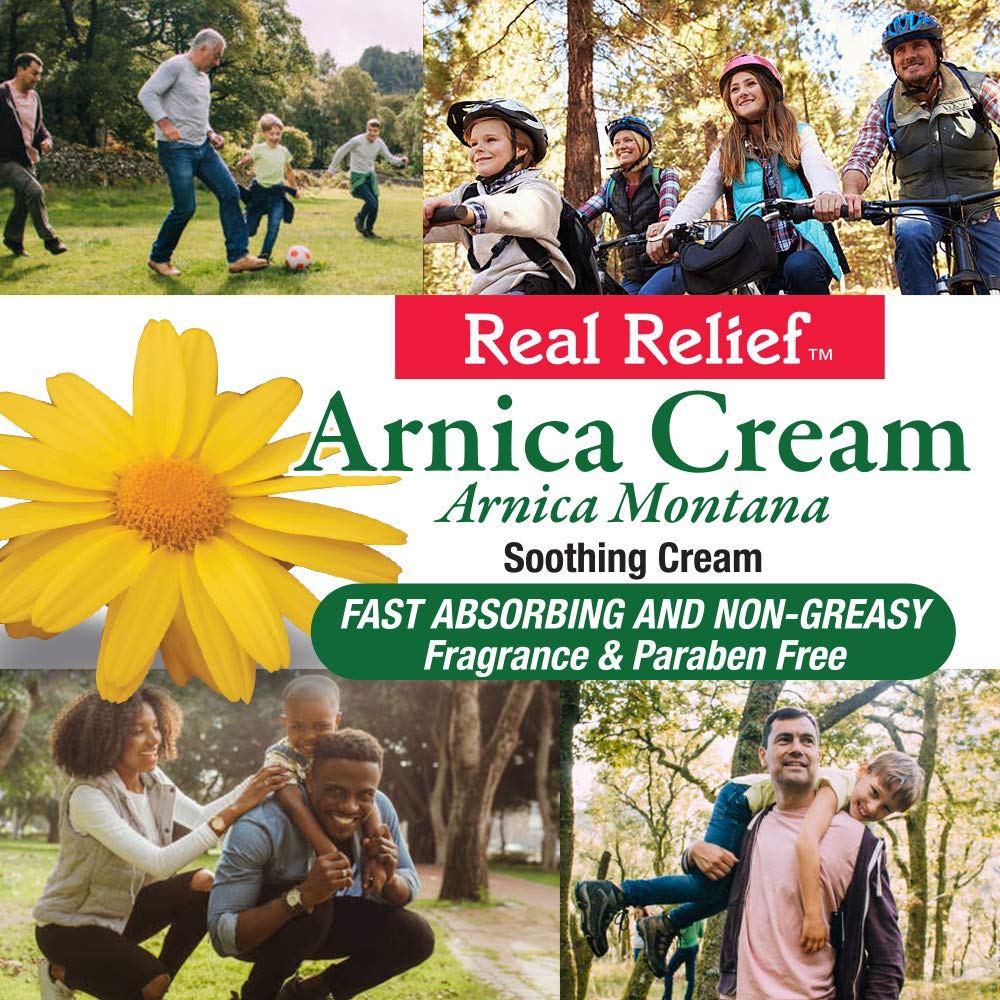 Real Relief Arnica Cream Natural, Non-Greasy, Unscented Soothing Cream for Pain Relief, 4 oz (Pack of 2)