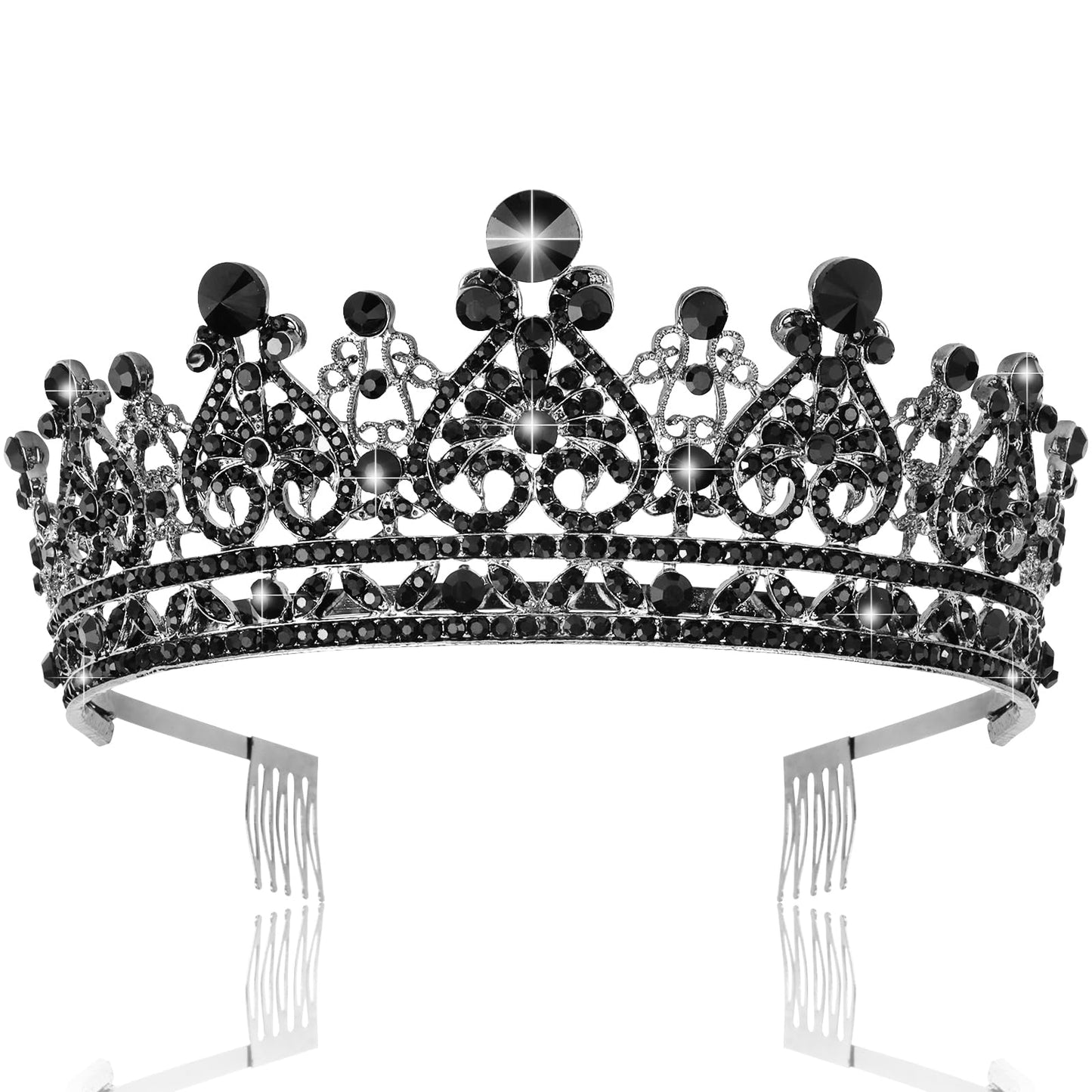 TOBATOBA Black Tiara Black Crown for Women, Gothic Crown Halloween Wedding Tiara Halloween Costumes for Women, Queen Crown Black Wedding Gothic Tiara Halloween Accessories for Women Prom Cosplay Party