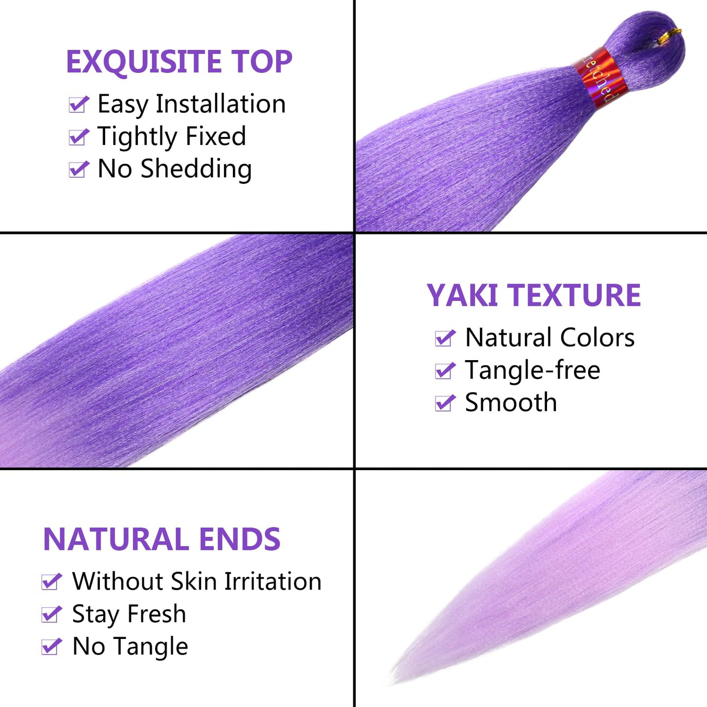 Ombre Purple Mix Braiding Hair Pre Stretched 2 Packs Box Braids Hair Extensions 26 Inches Synthetic Pre Stretched Braiding Hair