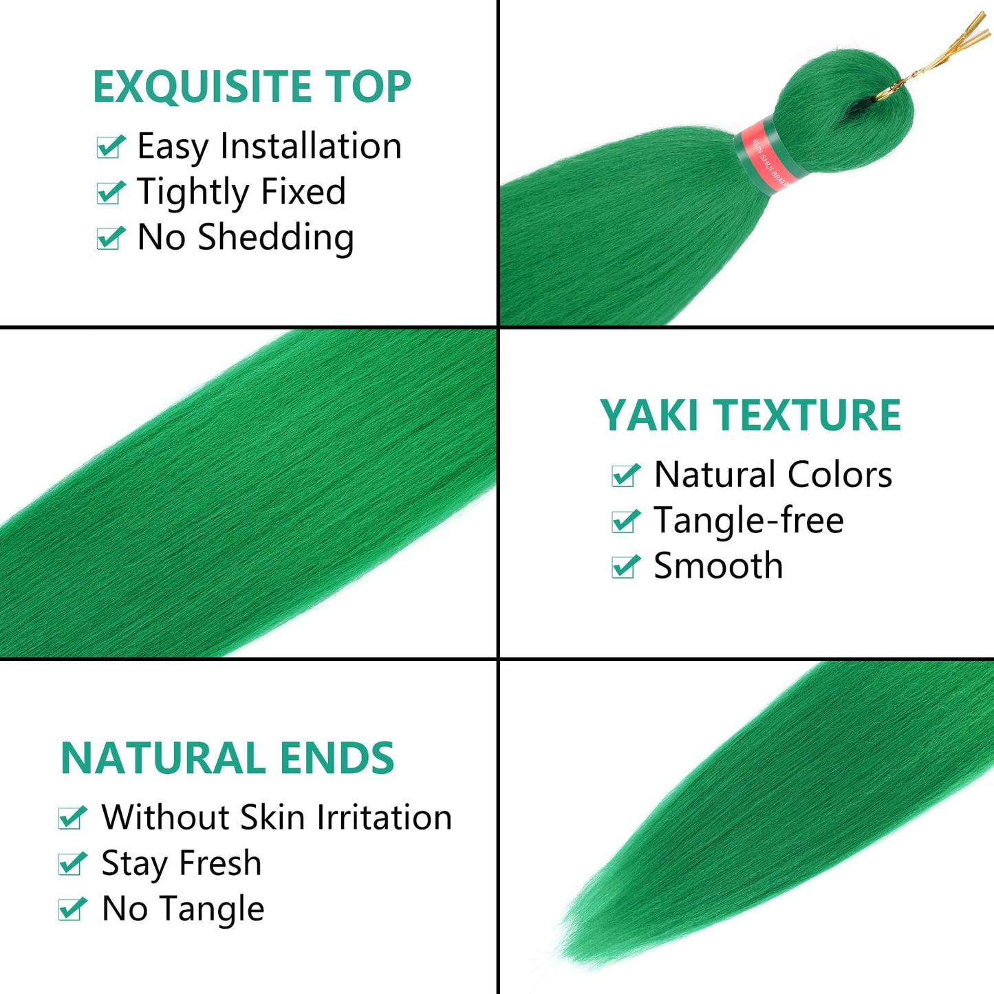 RUN SHUI Green+Yellow Pre stretched Braiding Hair 2 Packs Pre feathered Braid Hair Extensions 30 Inches Hair Braids