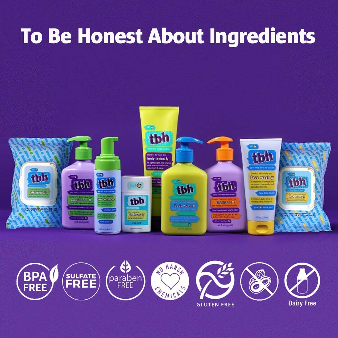 TBH Teen & Kids Conditioner- Lightweight and Detangling Hydrating Hair Conditioner for Dry, Oily, Fine, Curly, and All Hair Types - Tween and Kids Hair Conditioner - Sulfate, Paraben Free - 12 oz