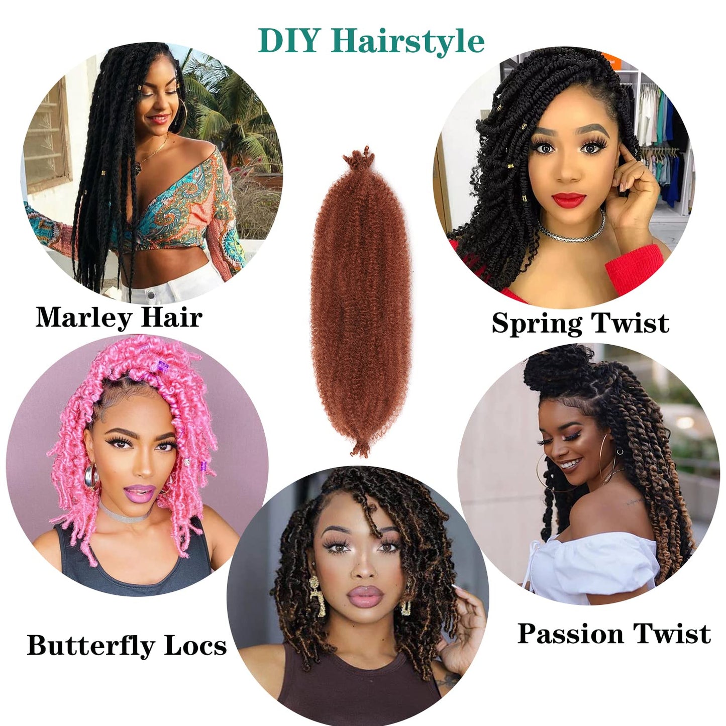 Pre-Separated Marley Twist Braiding Hair 16 Inch Ginger Springy Afro Twist Hair 350 Color for Distressed Butterfly Locs soft locs Crochet Hair Extensions for Black Women (8Packs,350#)