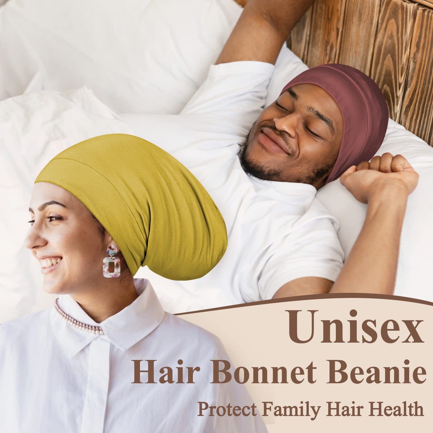 OLESILK 100% Mulberry Silk Bonnet for Sleeping Women, Silk Hair Wrap for Sleeping, Silk Sleep Bonnet for Women&Men, Real Silk, Not Satin, Yellow