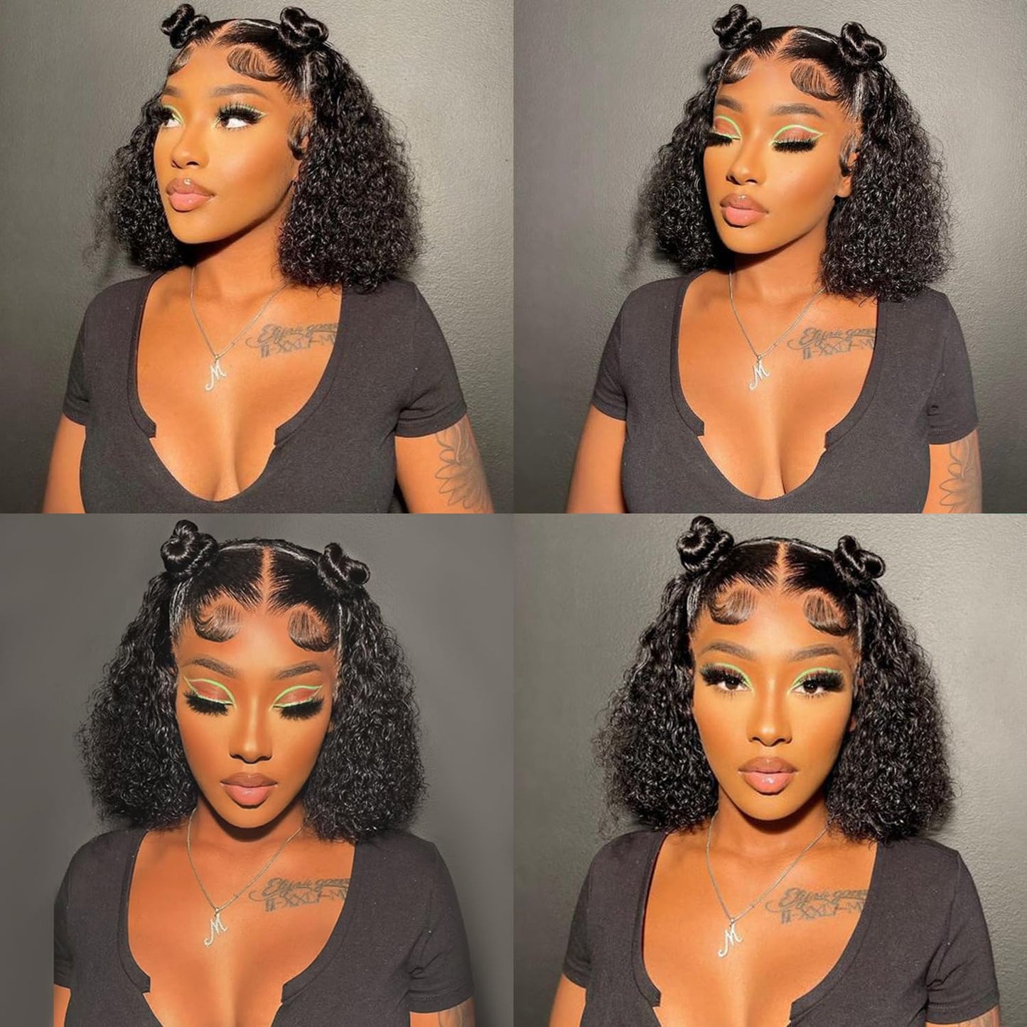 Short Curly Bob Wig Human Hair 13x4 HD Lace Front Wigs Human Hair Pre Plucked Deep Wave Lace Front Wig For Women 180% Density Bleached Knots Short Curly Lace Front Wig Human Hair Natural Color 12 Inch