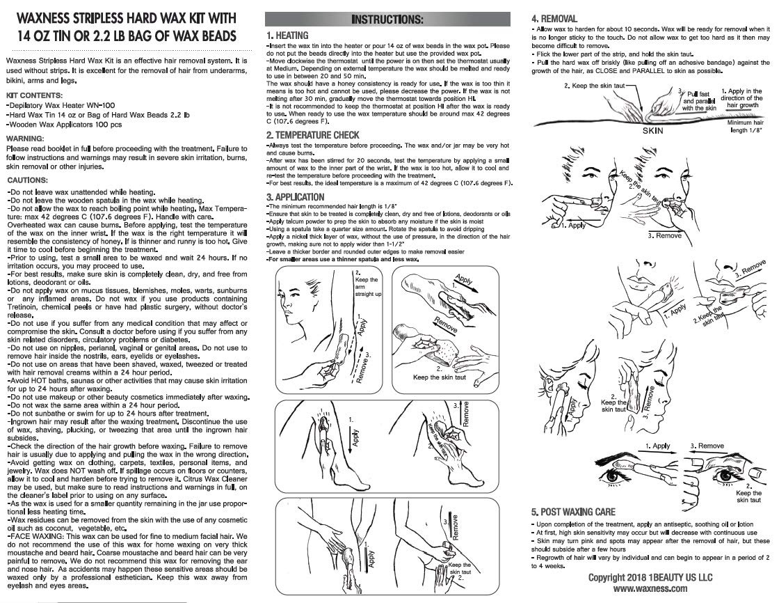 Waxness Green Tea Stripless Waxing Kit with 35.27 oz / 1 kg Wax