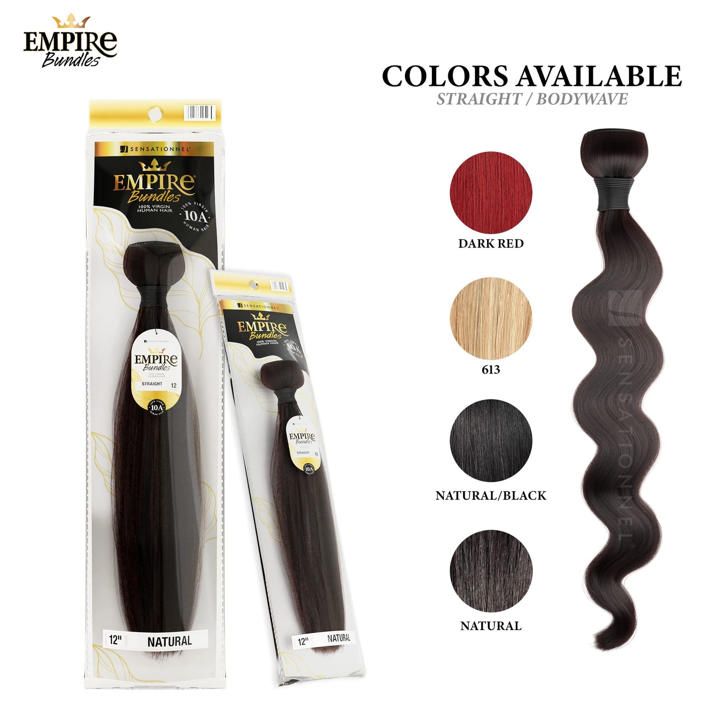 Sensationnel Empire Bundle weave hair - human hair extensions unprocessed bundle hair - Empire Bundles Body Wave 2 pack (16 inch, 613 BLONDE)