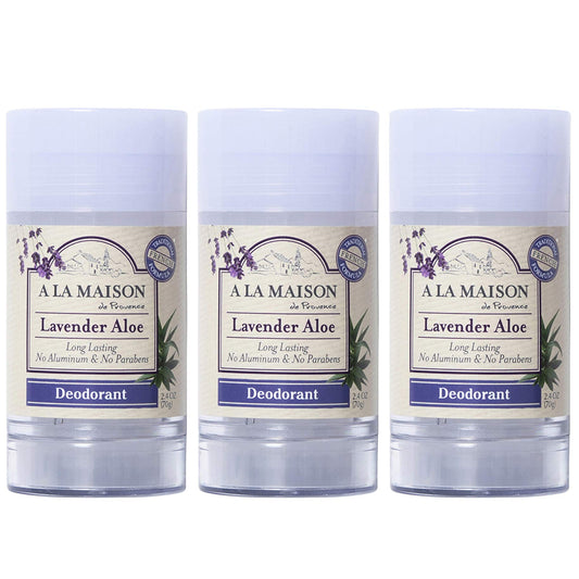 A La Maison Lavender Aloe Aluminum Free Deodorant for Women and Men - Natural Deodorant (3 Stick Bulk Pack)