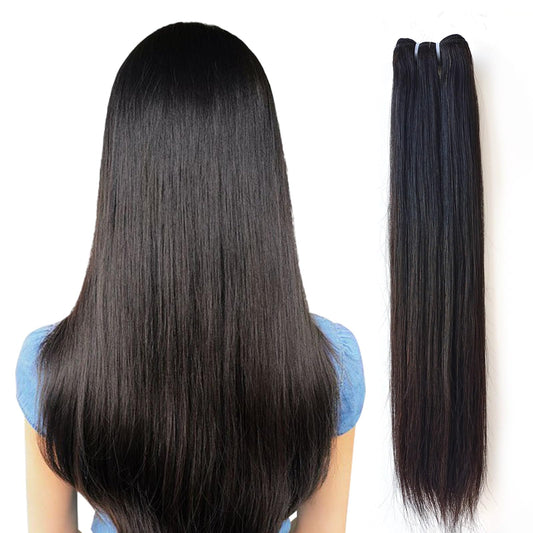 BALORIECA 16A Cambodian Raw Straight Human Hair Bundles - 100% Real Virgin Unprocessed, Cuticle Aligned Weave, Tangle-Free with Thick Ends, 100g per Bundle Natural Color(24 Inch Single Bundle)