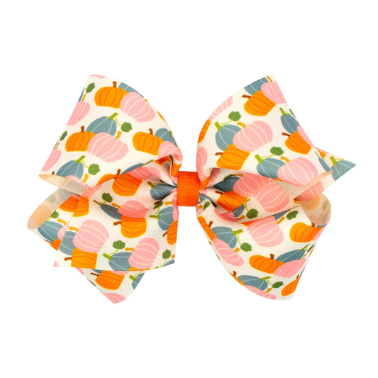 Wee Ones Girls' Autumn-Themed Printed Grosgrain Hair Bow on a WeeStay No-Slip Hair Clip, For All Ages, King, Multi