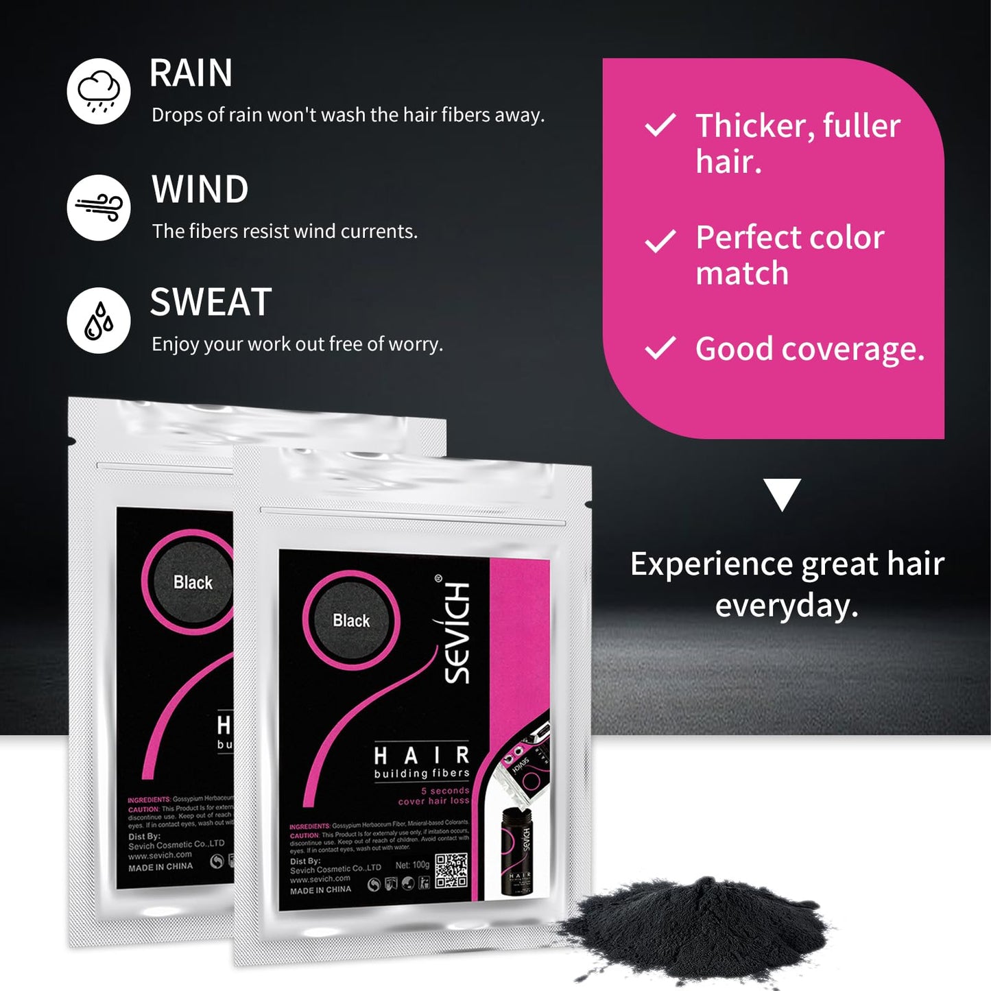 SEVICH Hair Fibers for Thinning Hair, Hair Building Fibers Instantly Thicker & Fuller Look,Hair Powder for Men & Women 100g Blonde