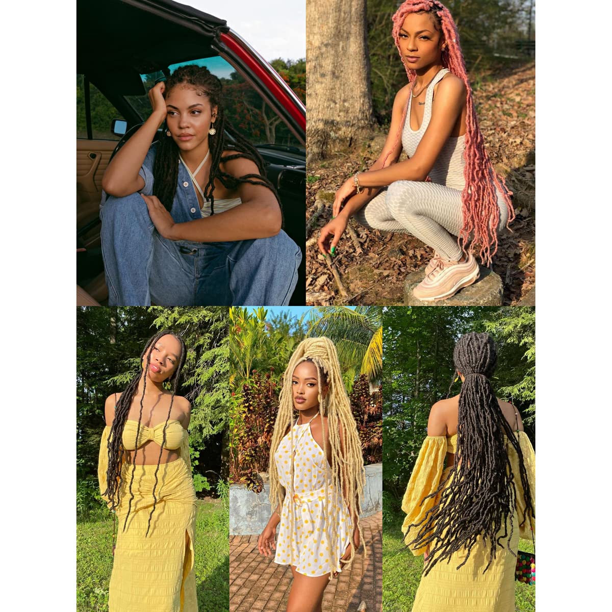 Pink Soft Locs 36 Inch 7 Packs Faux Locs Crochet Hair Whole Strand Pre-looped Long Locs Synthetic Crochet Braids Hair Extensions For Black Women (36inch, 7packs, pink)