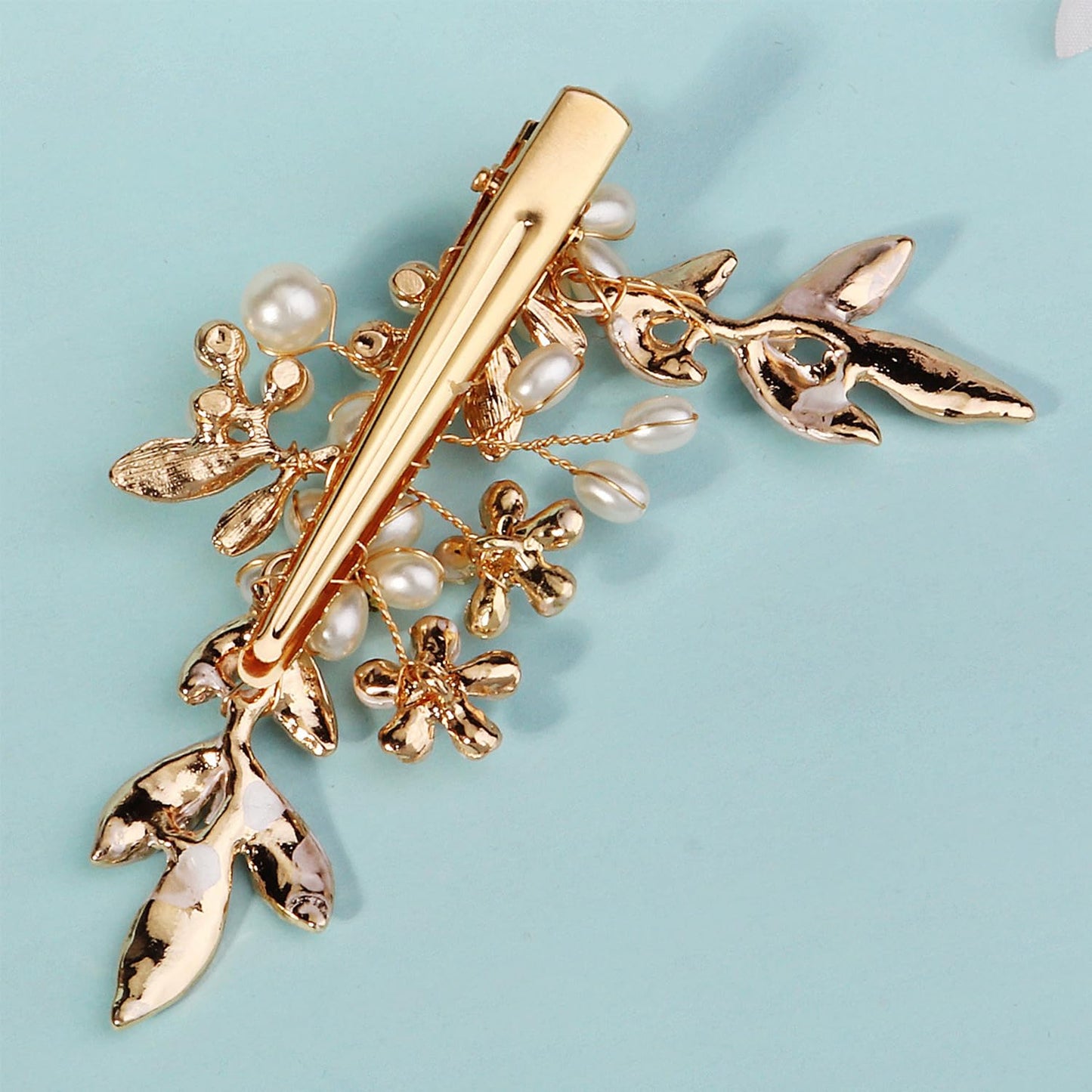 Brides Wedding Crystal Flower Hair Combs, Vintage Hair Clips French Rhinestone Barrettes, Pearl Flower Hair Pins Hair Accessories for Women Girls Bridesmaids