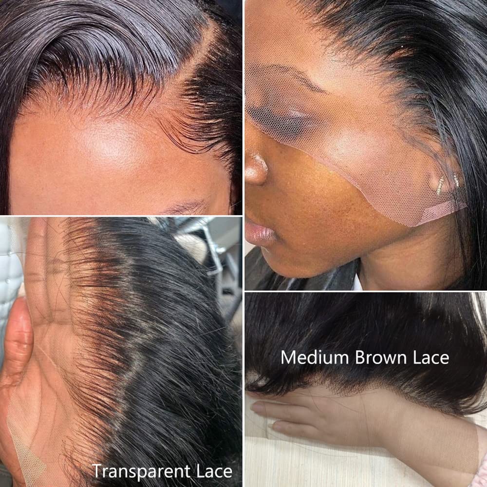 Brazilian Virgin Straight Human Hair Lace Frontal 100% Unprocessed Silky Straight lace Frontal With Baby Hair Remy Hair Ear to Ear Lace Frontal Natural Black Color (12 Inch 13x4 frontal)