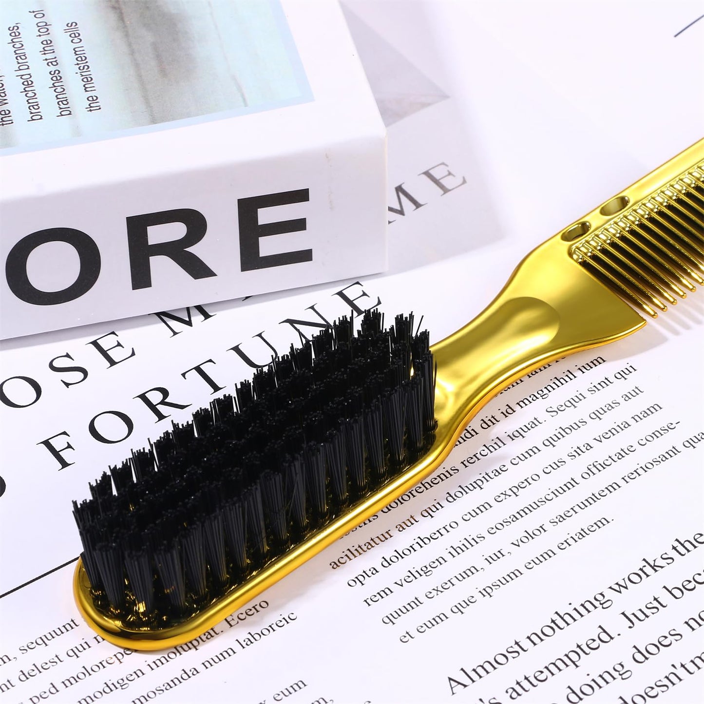 Vtrem Styling Comb for Men: Double Head Cleaning Brush Comb Golden Men's Oil Head Beard Styling Brush-Cleaning Tools Salons Home Use