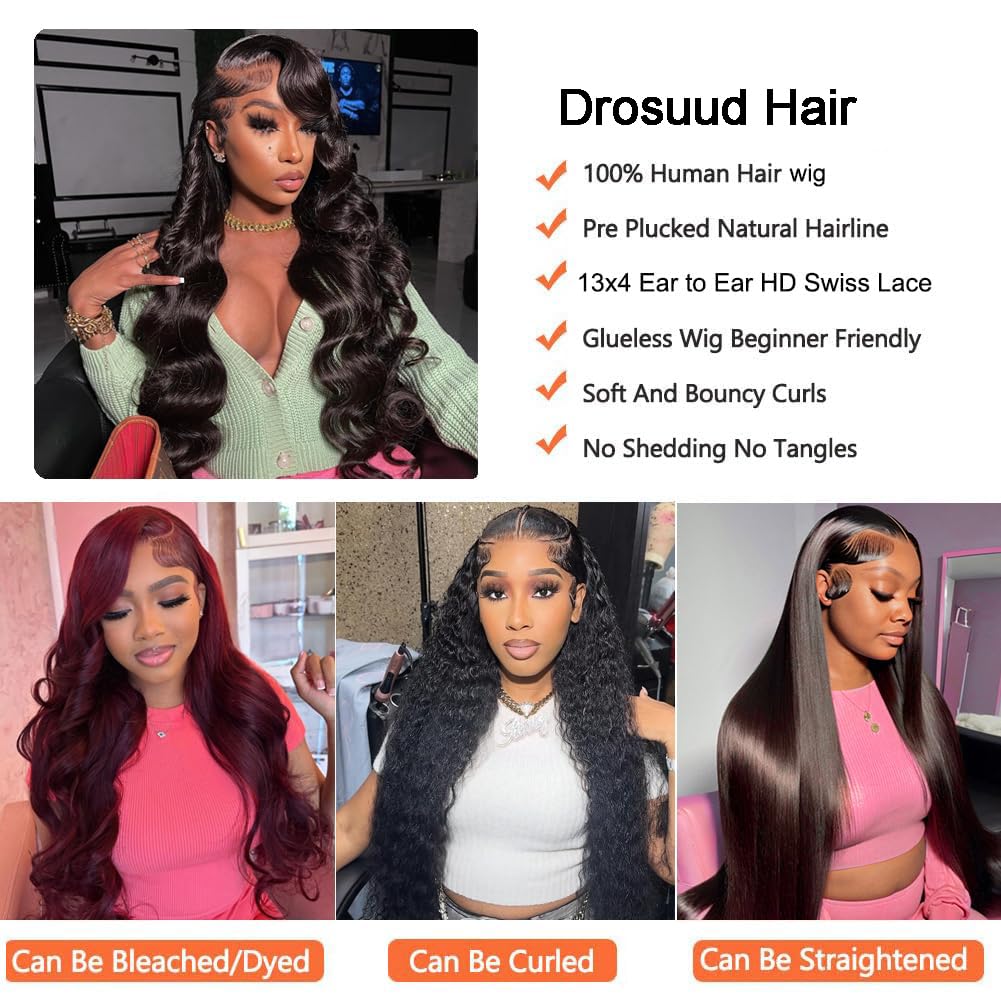 13x4 Lace Front Wigs Human Hair Pre Plucked 180% Density Body Wave Human Hair Lace Front Wigs Brazilian Glueless Wigs Human Hair Pre Plucked Natural Color 20 inch
