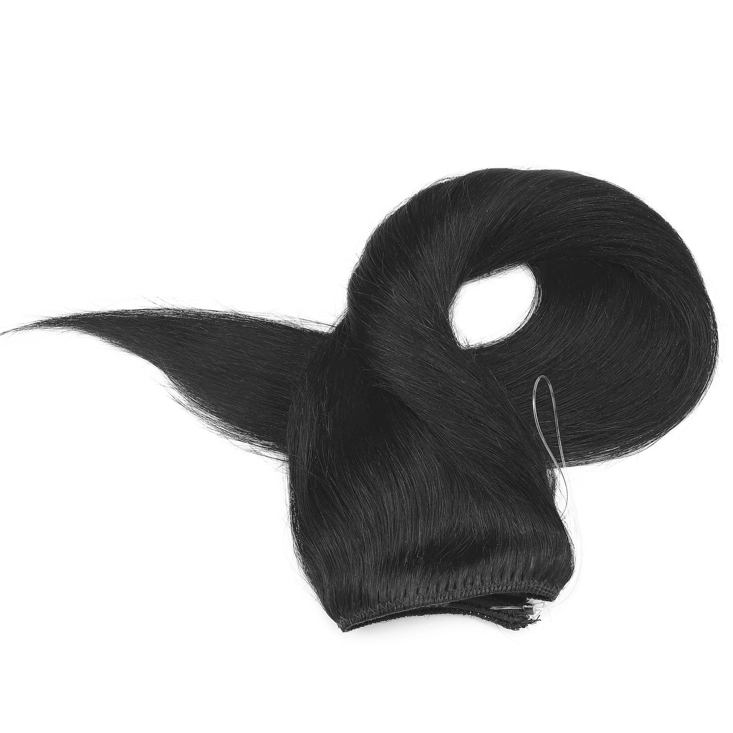 S-noilite Invisible Wire Human Hair Extensions 20inch 70g Secret Hairpieces with 2 Clips Adjustable Headband Fish Line Hairpieces For Women #1 Jet Black