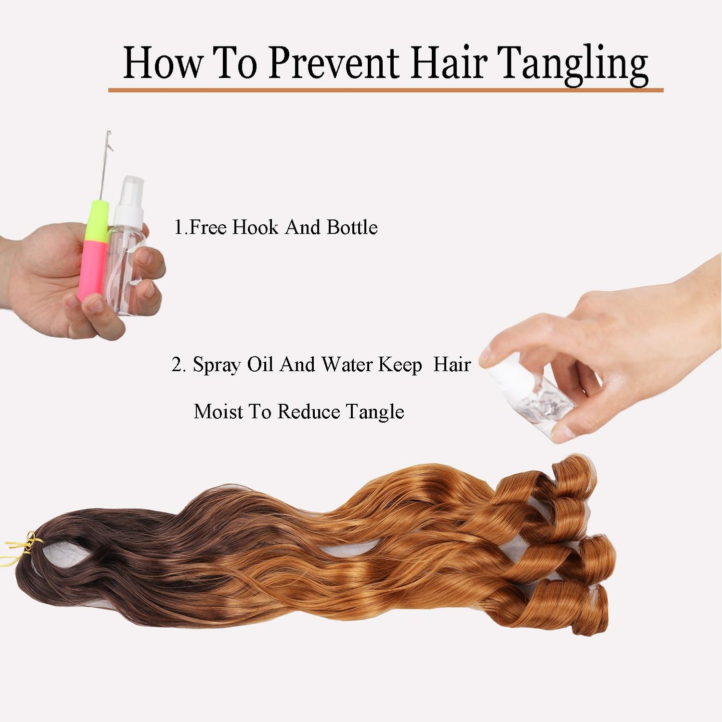 TRESKIIO 9 Packs 24 inch French Curl Braiding Hair Pre Stretched Wavy Synthetic Hair Extensions Premium french curly braiding hair expression pre stretched braids french curls crochet hair,350