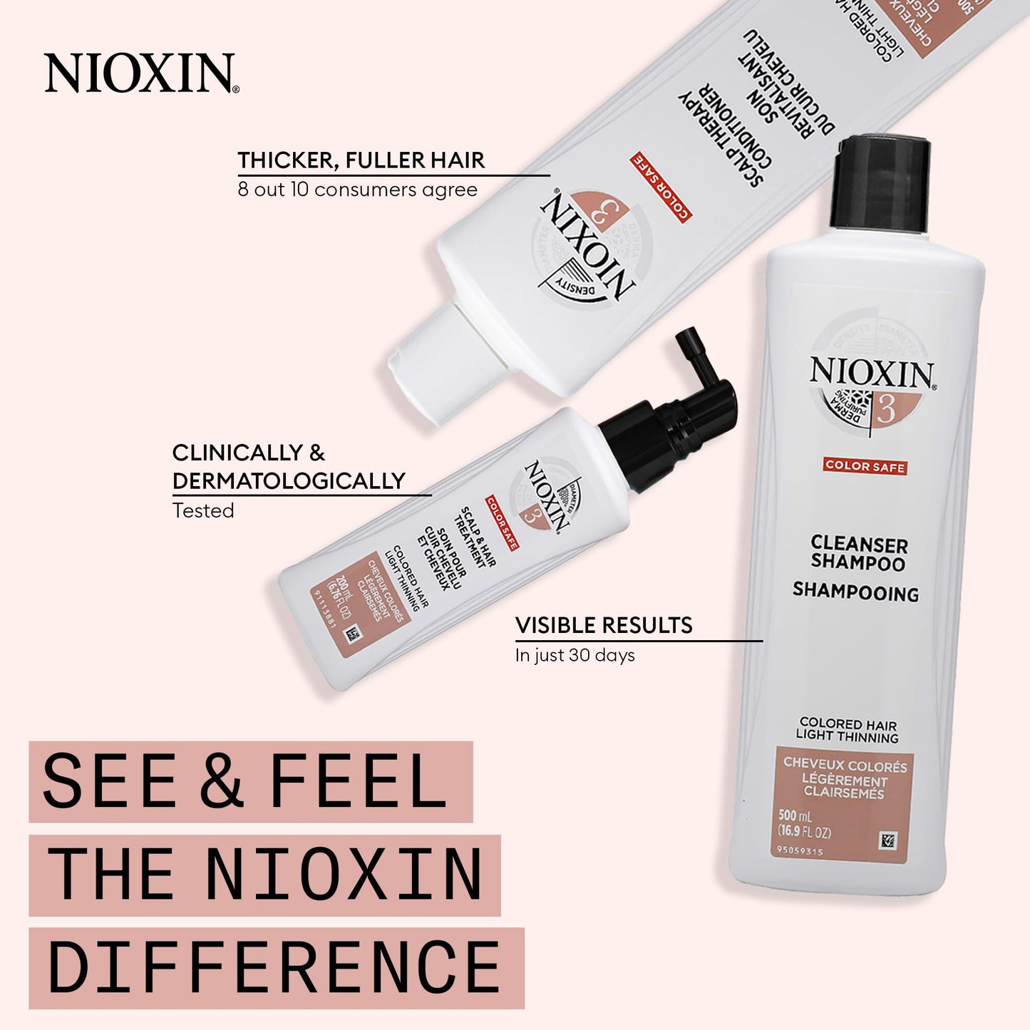 Nioxin System Kit 4, Cleanse, Condition, and Treat the Scalp for Thicker and Stronger Hair, 3 Month Supply + Nioxin Diamax Hair Thickening Treatment for Instant Hair Fullness
