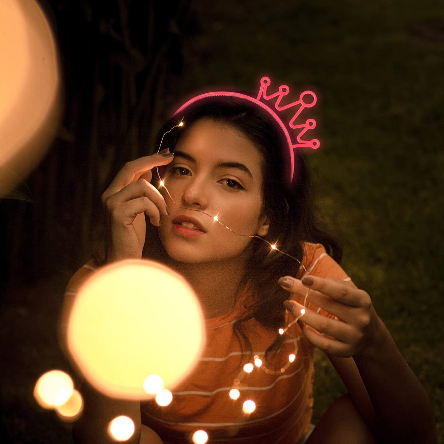 ZIRICHER 6 Colors Glow in the Dark Crowns Headbands, Plastic Light Up Hair Band Luminous Headband For Girls Party Crown Headbands