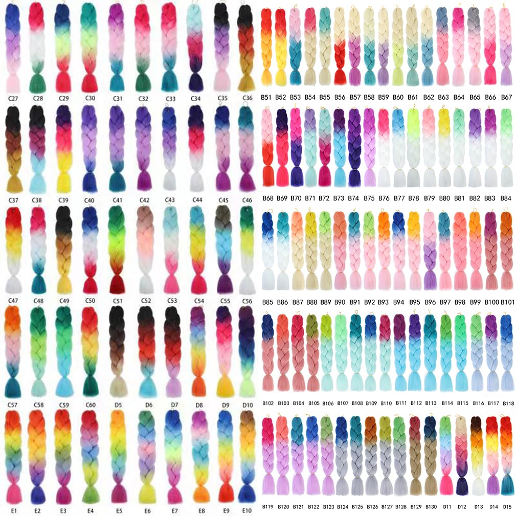 Box Braids Crochet Hair 24 Inch Prelooped Crochet Hair Extensions Hand Made 3 Packs Twist Crothet Braids Hair for Girls and Women Braiding Hair Extensions 22 Strands/Pack (Black-Purple Red-Blue)