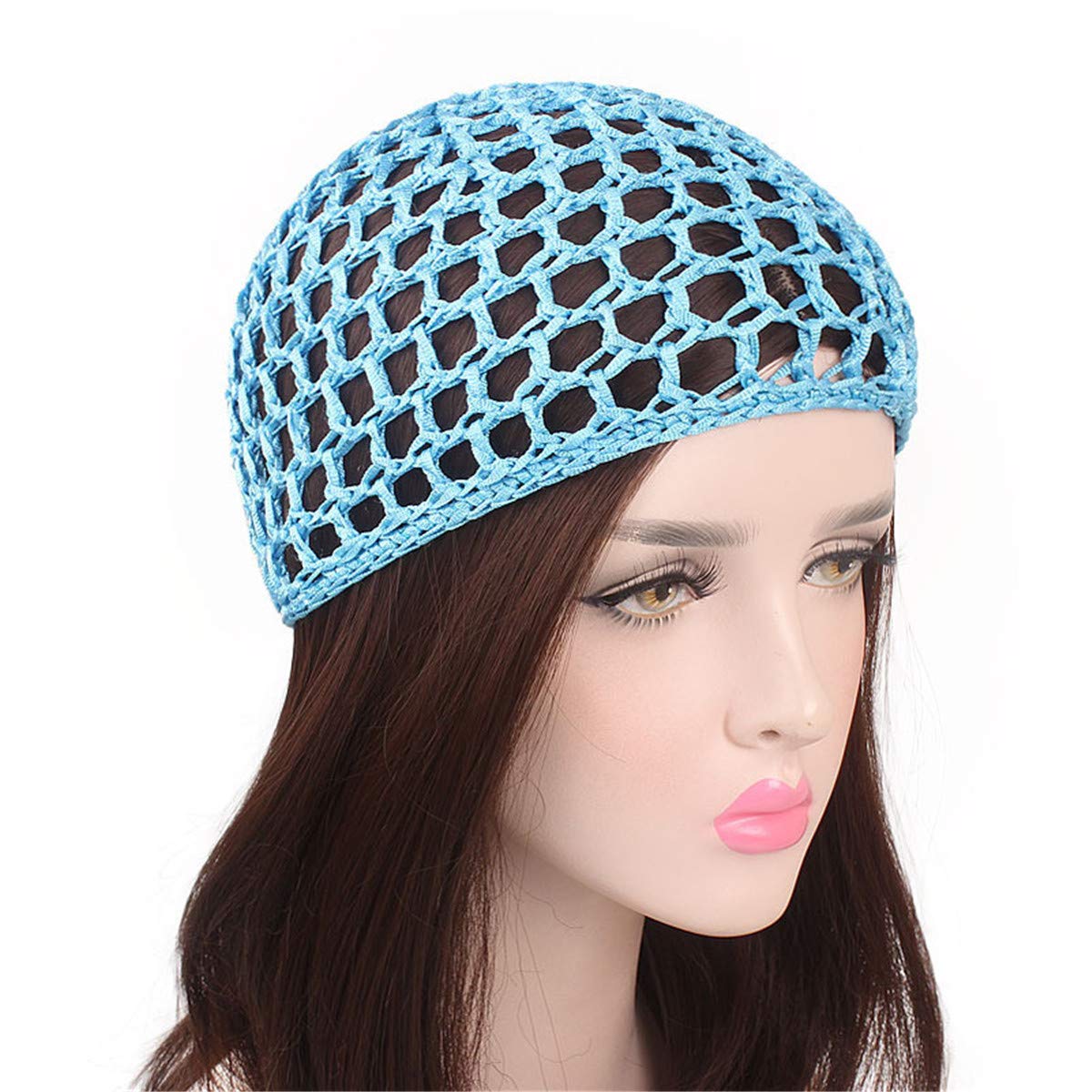 Qianmome Women Soft Rayon Snood Hat Hair Net Crocheted Hair Net Cap Mix Colors
